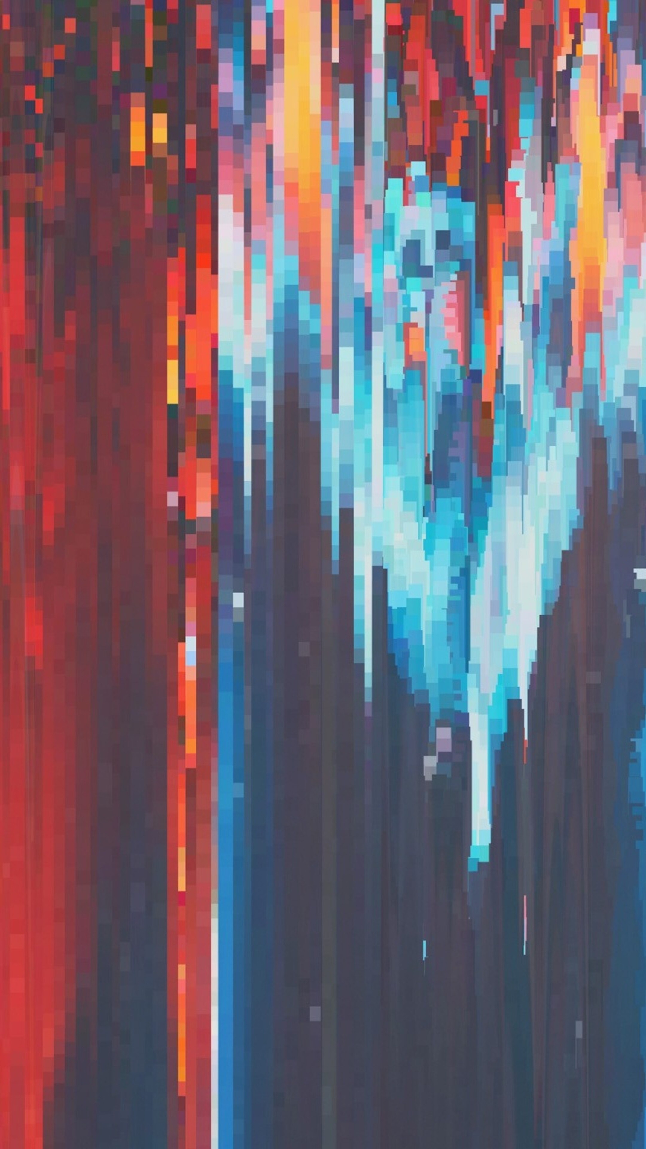 Glitch: Pixel abstract art, A defect in a computer program, Multicolored polygons. 2160x3840 4K Wallpaper.