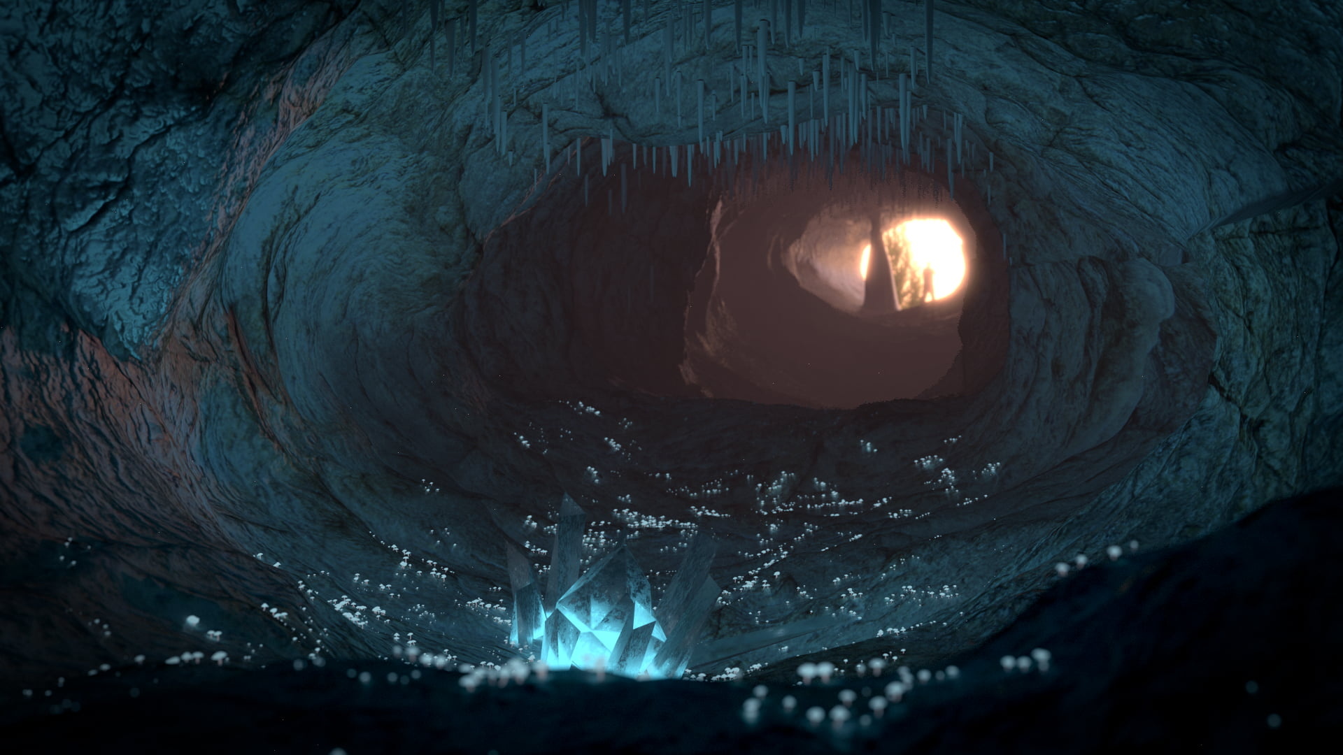 Ice cave animals, Hideout in cave, Brown and black fur, 1920x1080 Full HD Desktop
