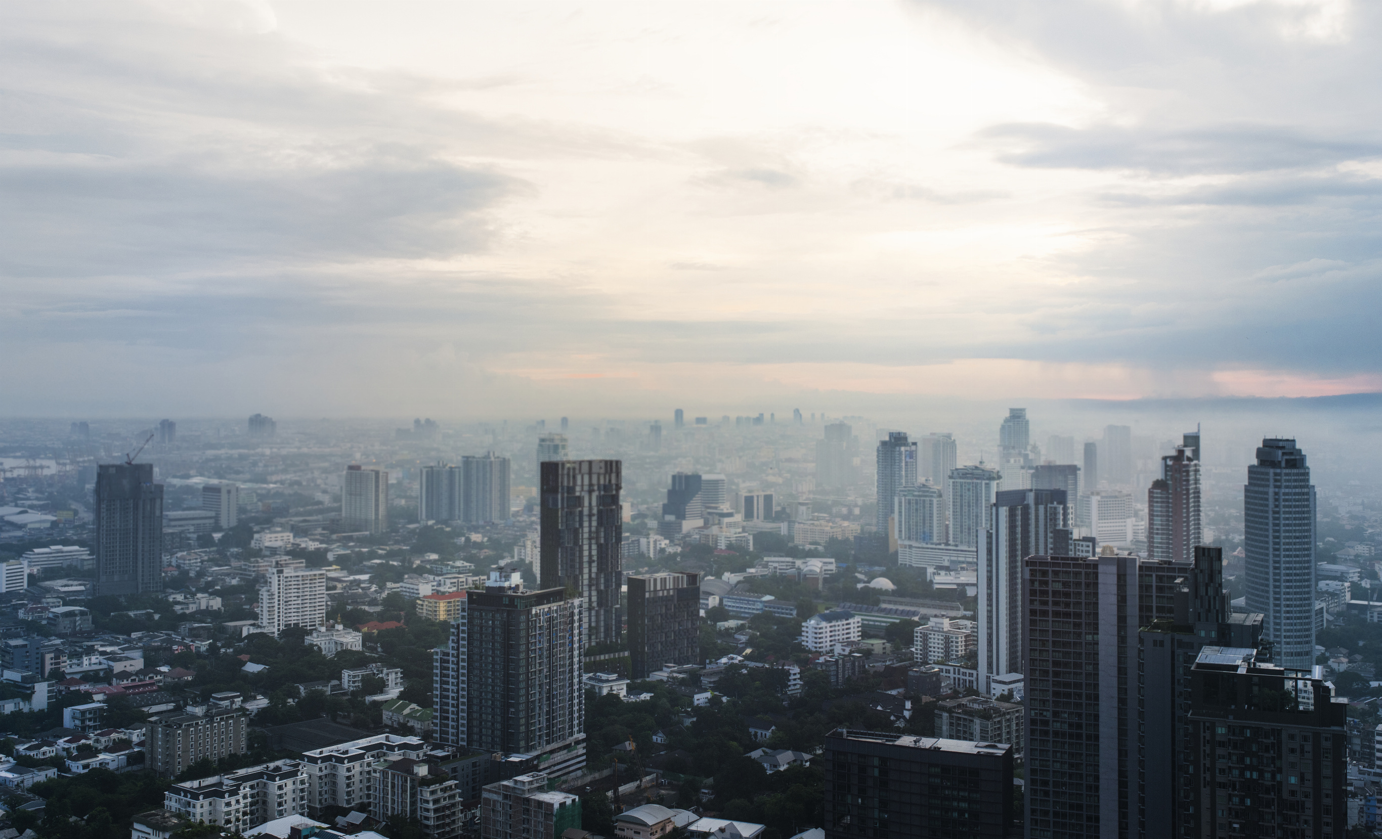 Bangkok skyline, City buildings, Cloudy sky, Urban landscape, 2740x1660 HD Desktop