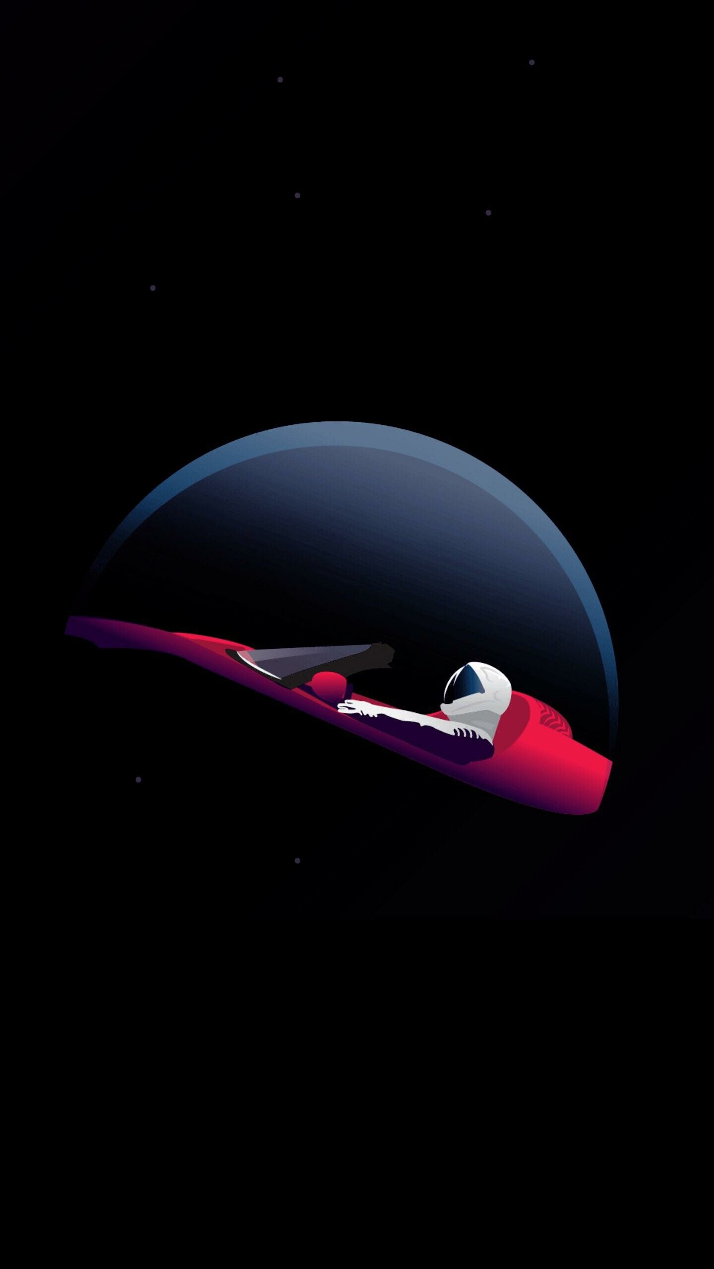 Elon Musk: Starman, Earth, Space, Illustration, Tesla. 1440x2560 HD Background.