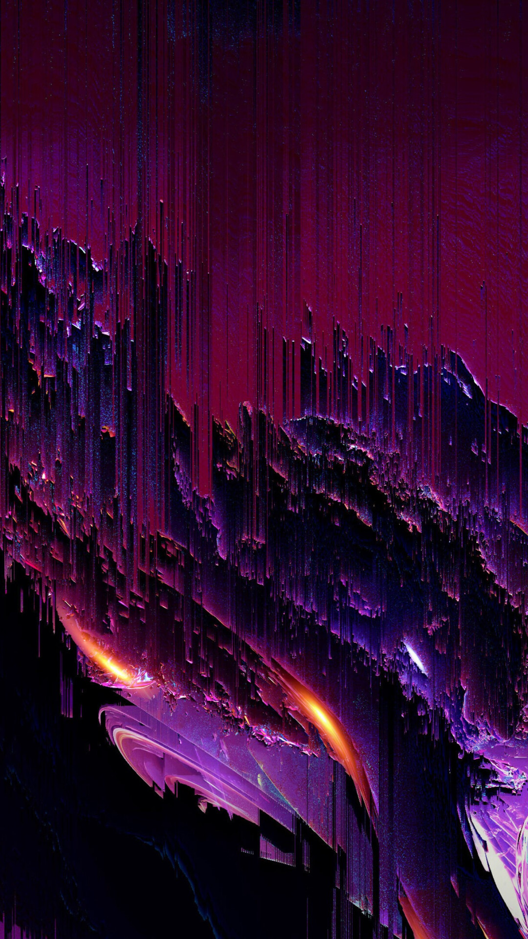 Glitch: Purple, Abstract art, A small problem or fault that cause malfunction in a system. 1080x1920 Full HD Wallpaper.