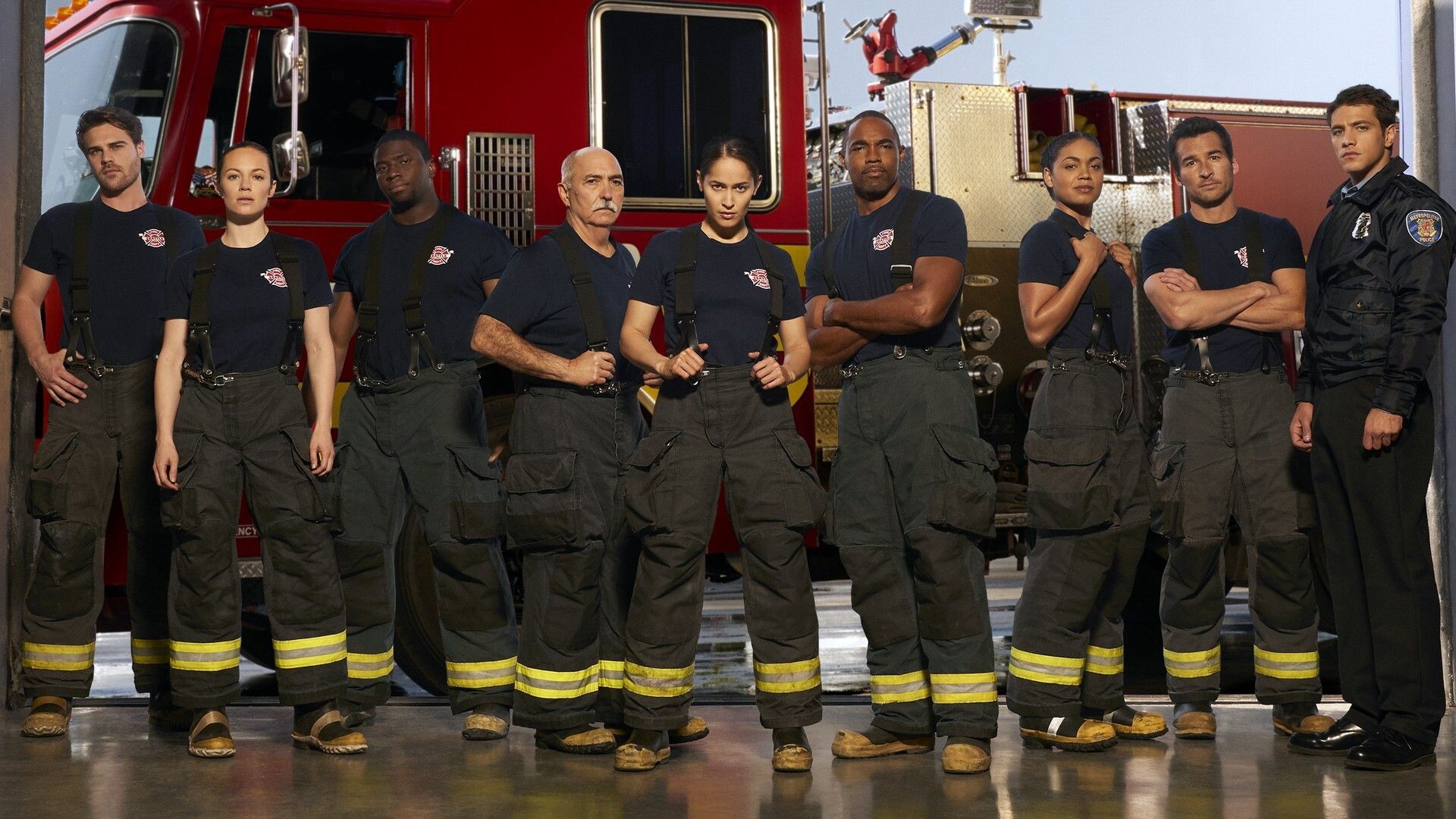 Station 19 (TV Series): One Of The Most Popular Shows About Firemans, Season 3 Cast, 16 Episodes, 2020, Firefighters Station, Firetruck. 1920x1080 Full HD Background.