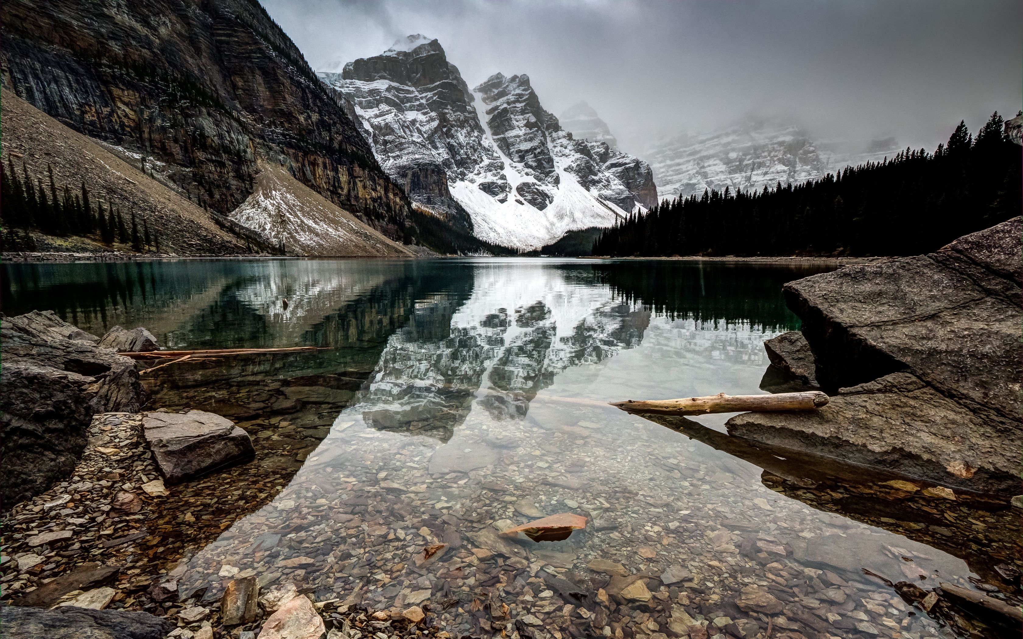Moraine Lake, Canada 4K wallpapers, Majestic mountains, Tranquil lake, 3360x2100 HD Desktop
