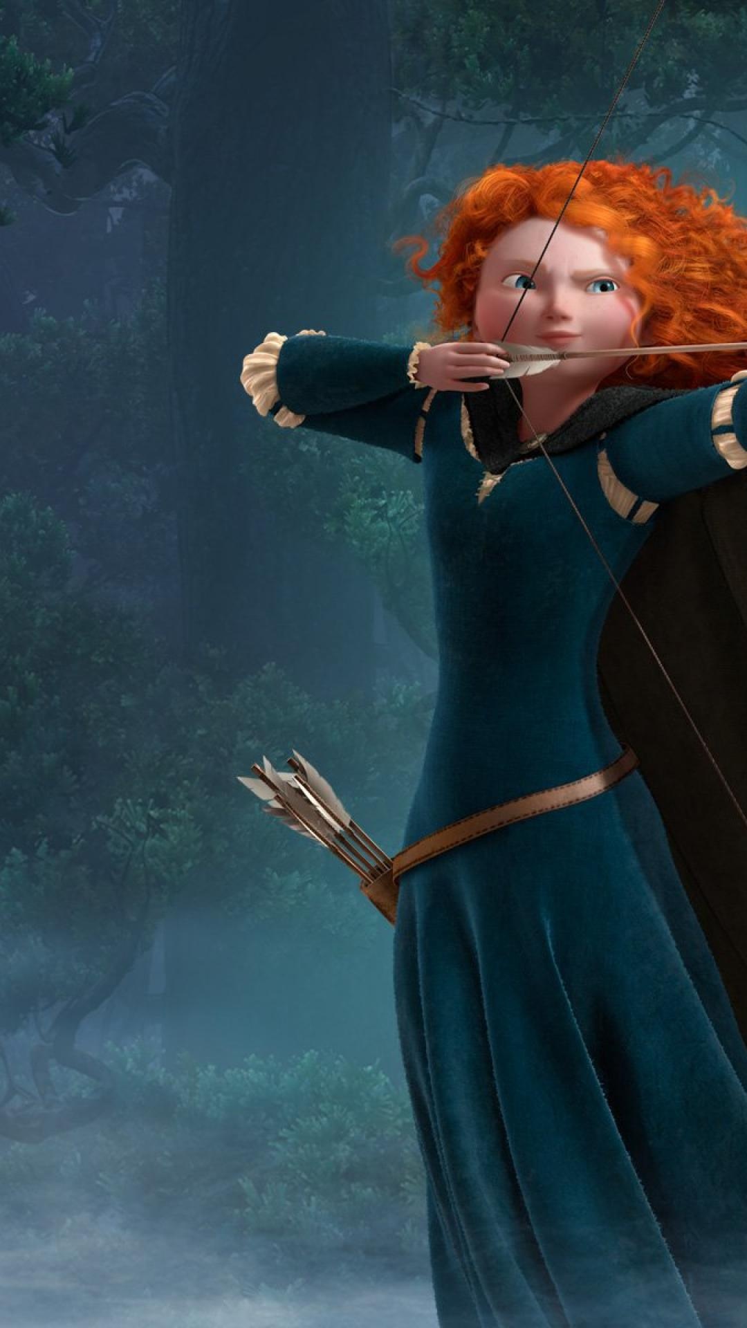 Princess Merida, Brave animation, Scottish Highlands, Archery skills, 1080x1920 Full HD Handy