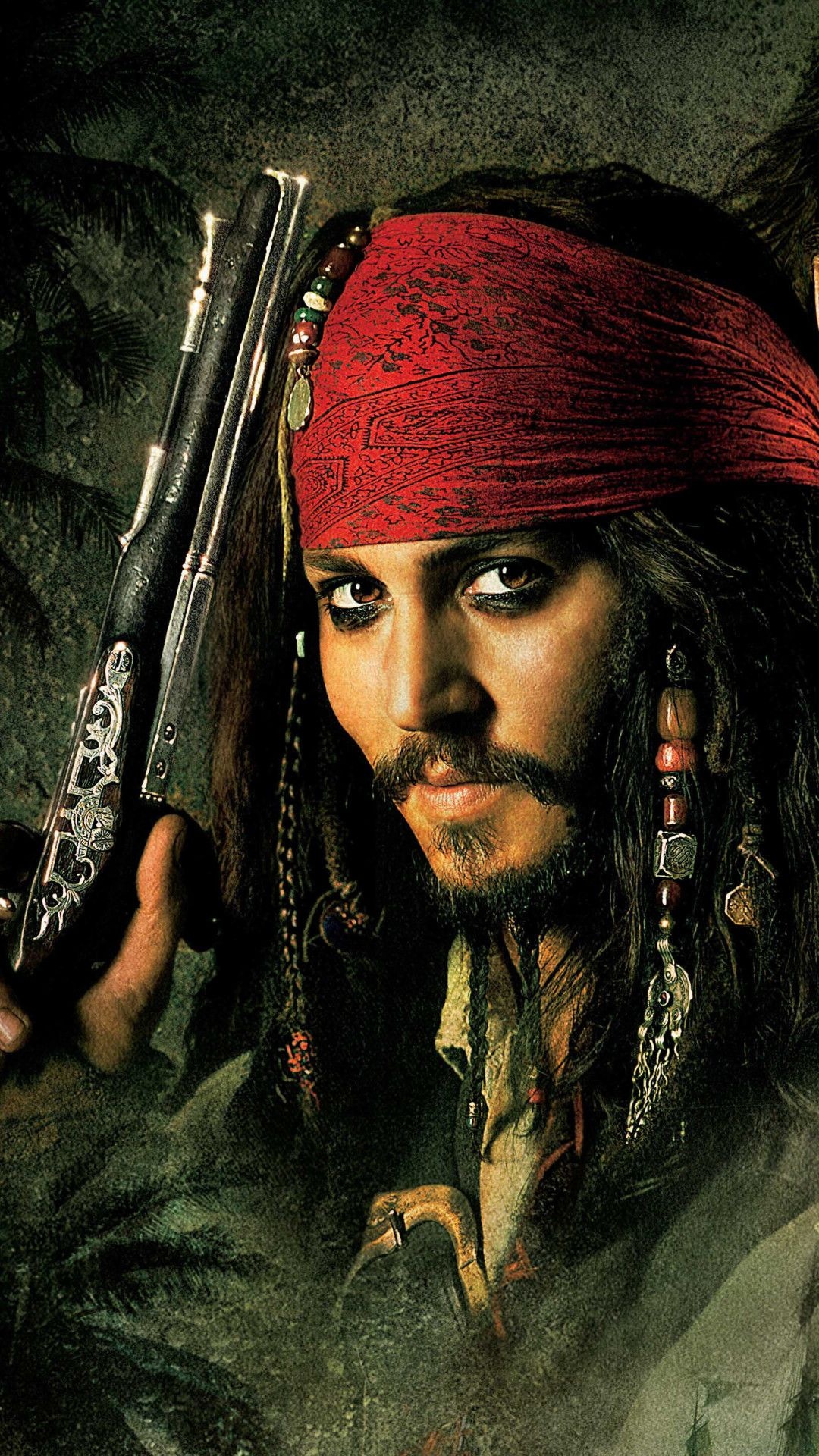 Pirates of the Caribbean: Jack Sparrow, introduced seeking to regain his ship, the Black Pearl, from his mutinous first mate, Hector Barbossa. 1080x1920 Full HD Wallpaper.