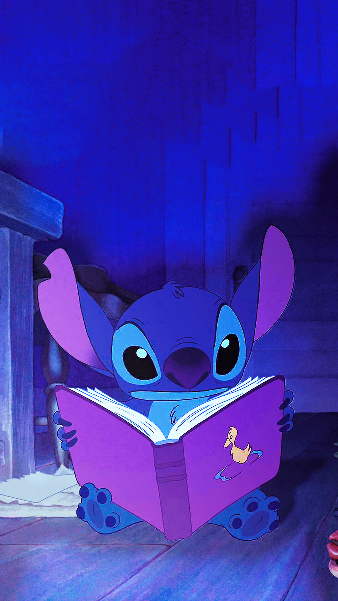 Lilo and Stitch: Stitch reading The Ugly Duckling, Walt Disney Feature Animation. 1080x1920 Full HD Background.