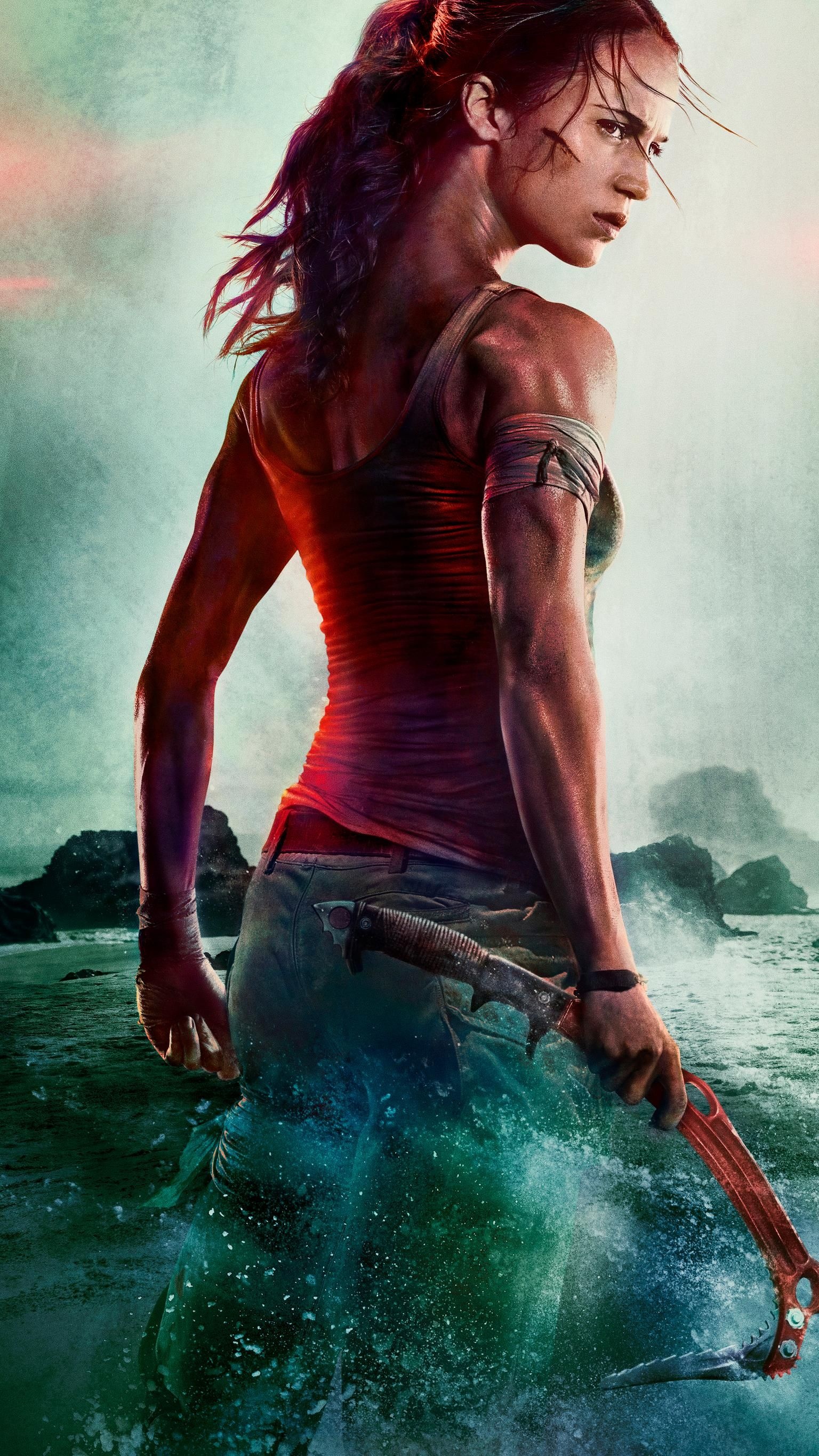 Tomb Raider: Alicia Vikander's take on the most famous fictional explorer. 1540x2740 HD Background.