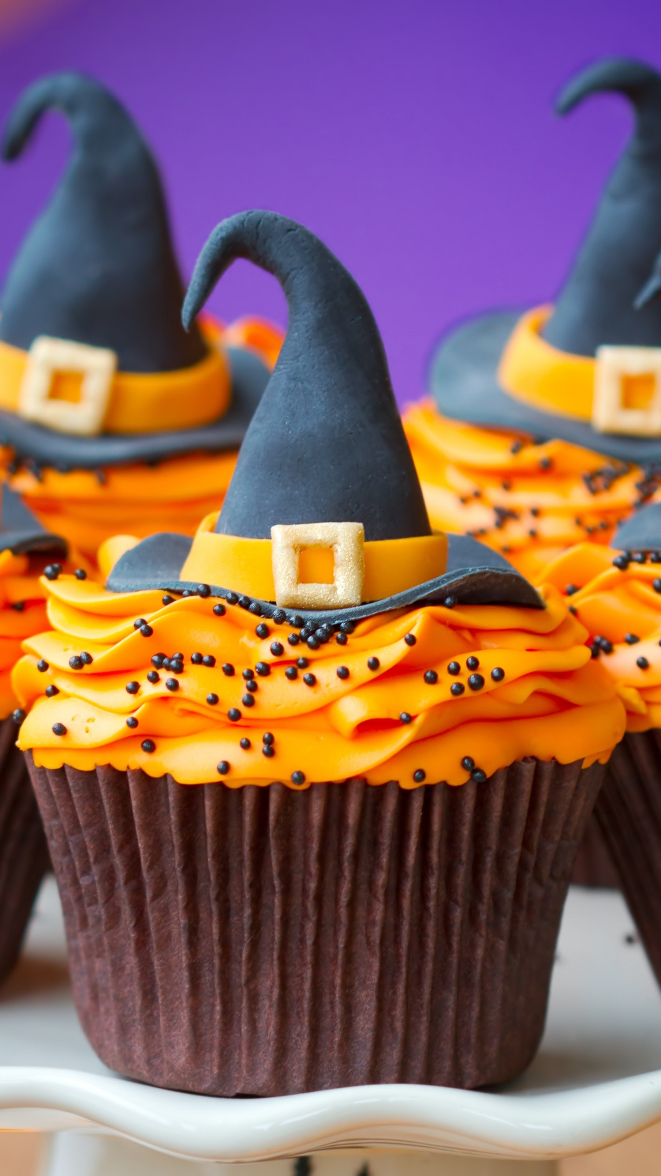 Halloween cupcakes, Witch hats, Festive desserts, Orange delight, 2160x3840 4K Phone