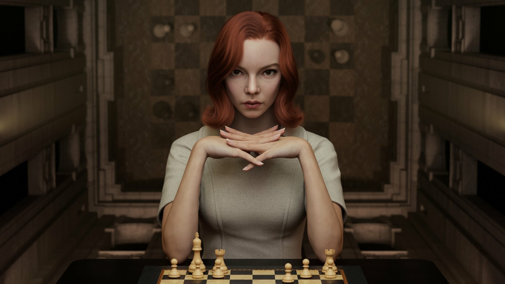 The Queen's Gambit: Art poster, Chess match, Canada. 1920x1080 Full HD Wallpaper.