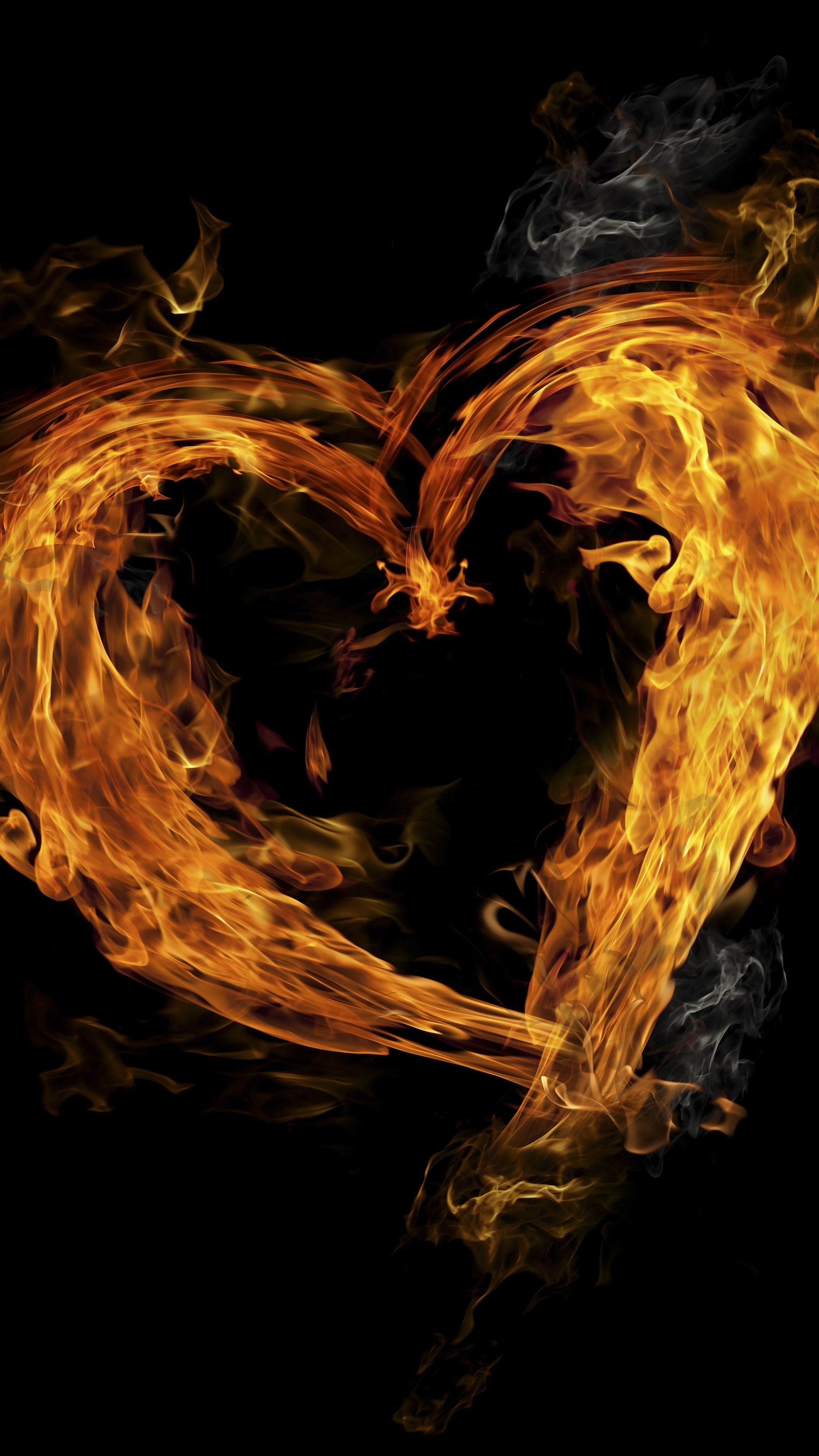 Glowing heart, Flamme Wallpaper, 2160x3840 4K Handy