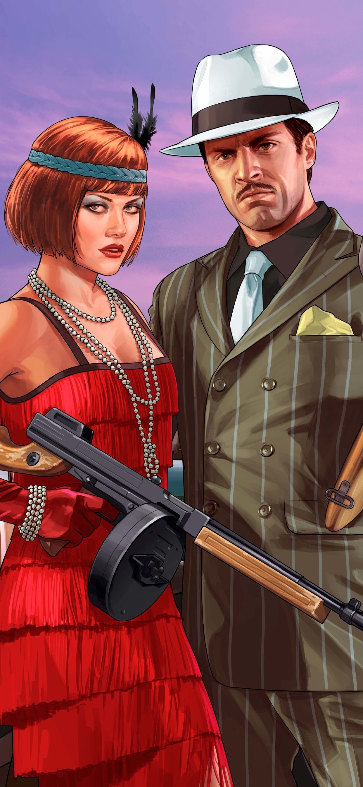 Grand Theft Auto 5: An action-adventure game developed by Rockstar North, Game characters. 1250x2690 HD Background.