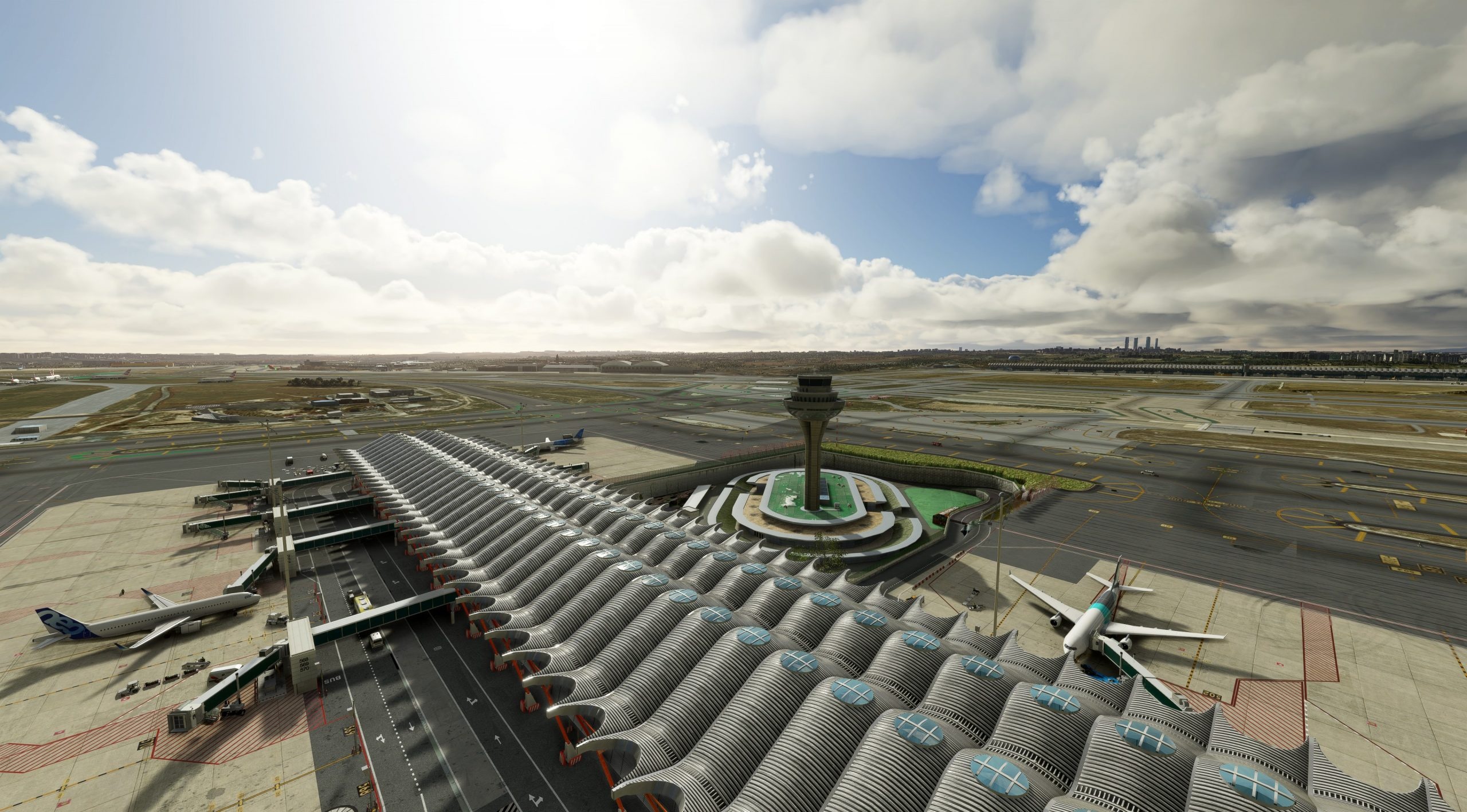 Madrid-Barajas Airport, LEMD scenery, Microsoft Flight Simulator, Aviation simulation, 2560x1420 HD Desktop