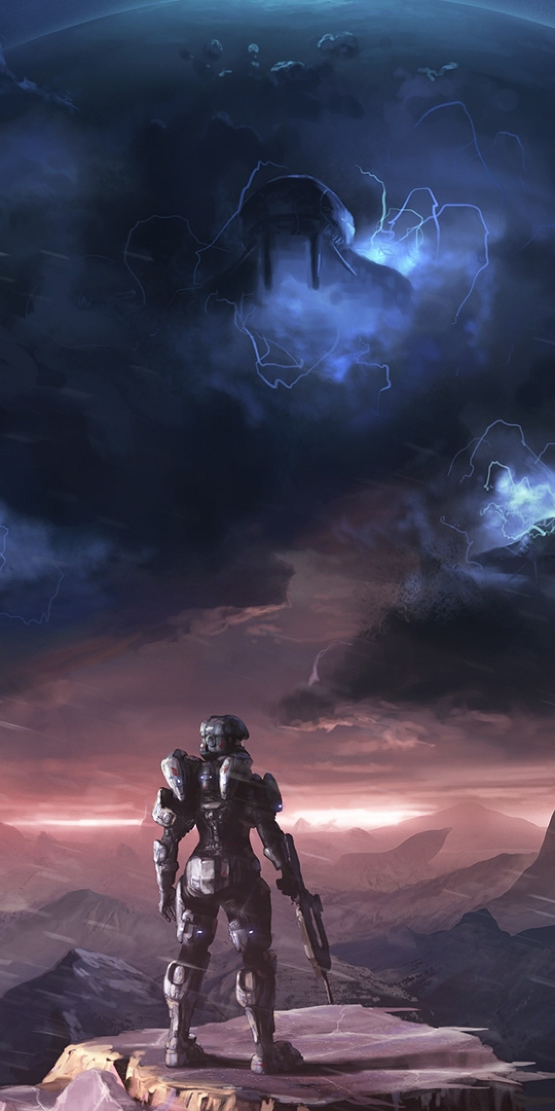 Halo: Spartan Assault, Lightnings suit, Sky artwork, Huawei Mate, 1080x2160 HD Handy