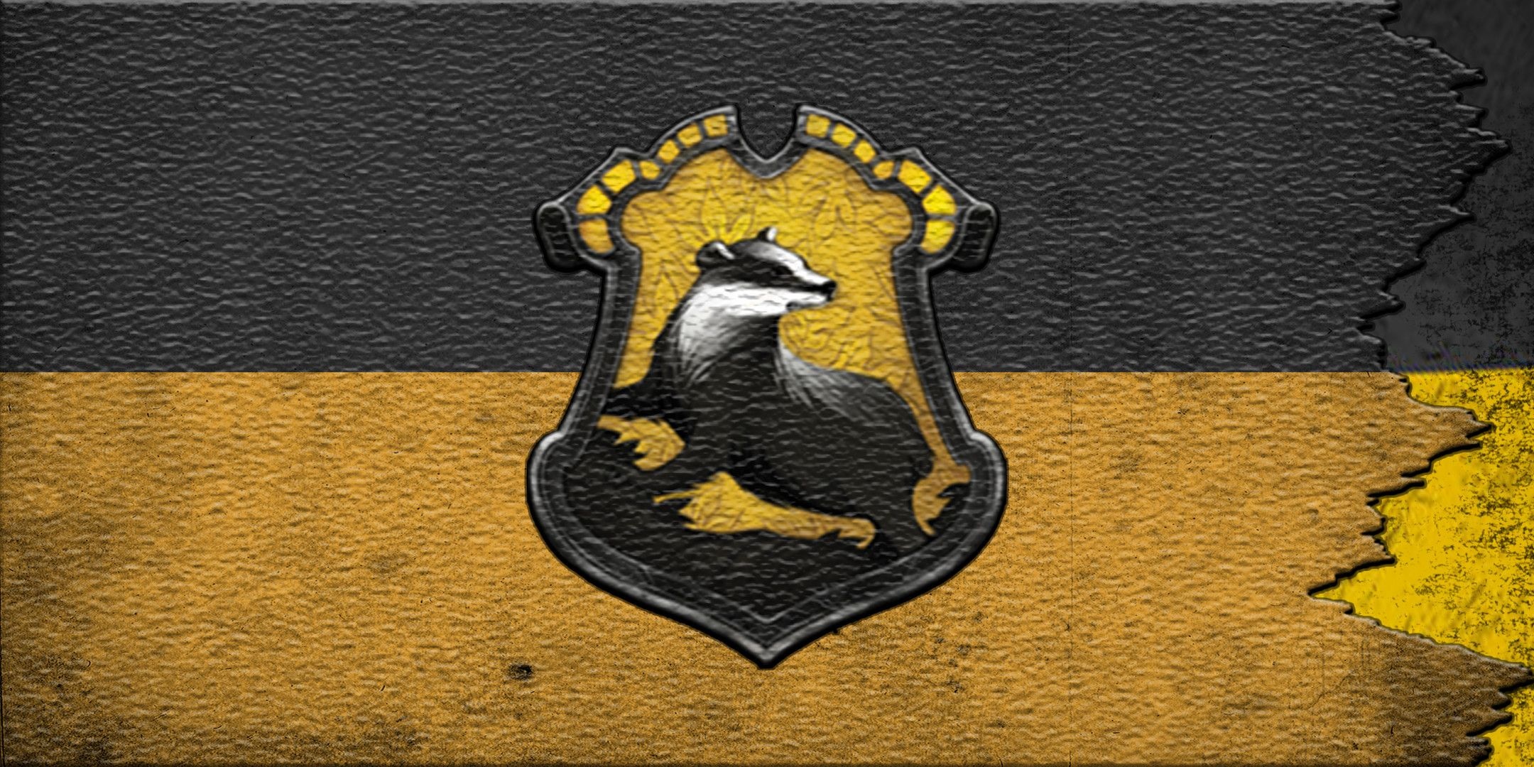 Hufflepuff crest wallpapers, Badger emblem, House pride, Harry Potter, 2160x1080 Dual Screen Desktop