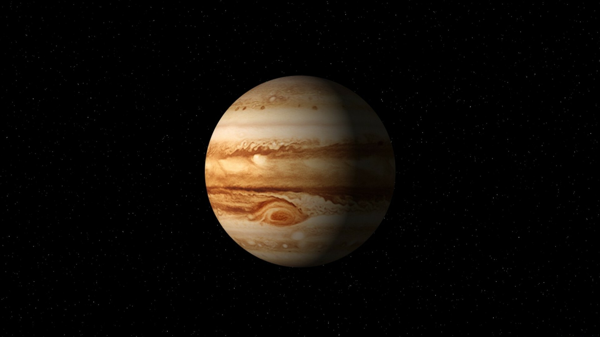 Jupiter: The largest nonstellar object in the solar system, Milky Way. 1920x1080 Full HD Background.