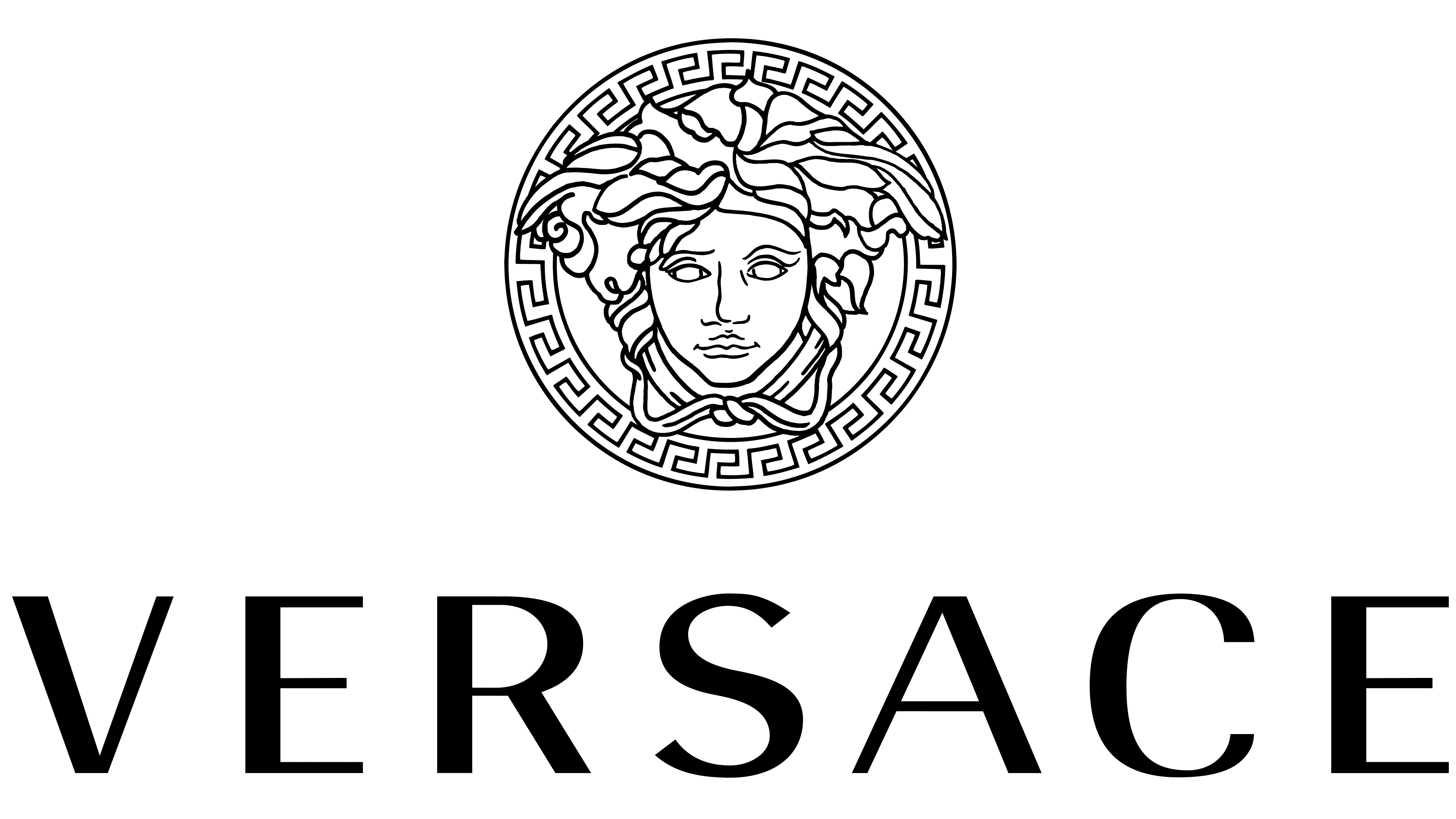 Versace: The producer of Italian-made ready-to-wear and accessories, Black and white. 3840x2160 4K Background.