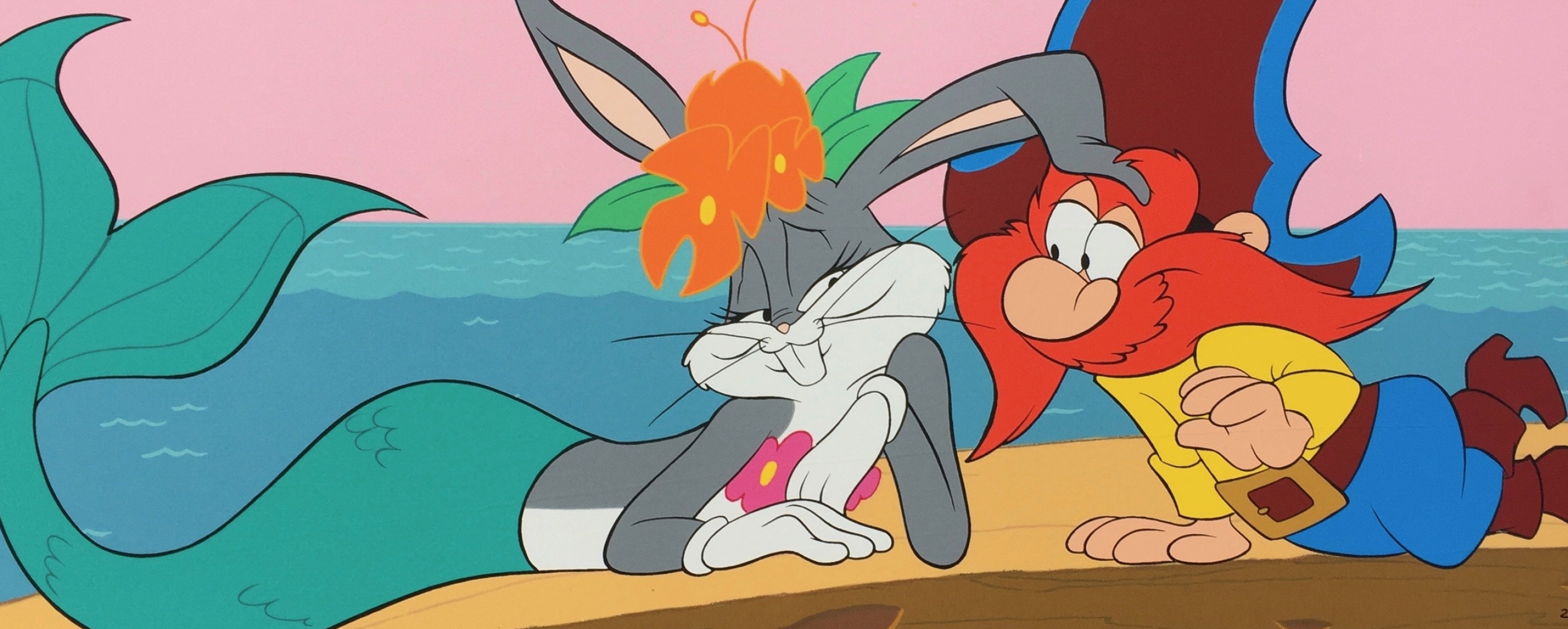 Bugs Bunny Mermaid, Yosemite Sam, Serigraph artwork, Warner Bros, 2810x1130 Dual Screen Desktop