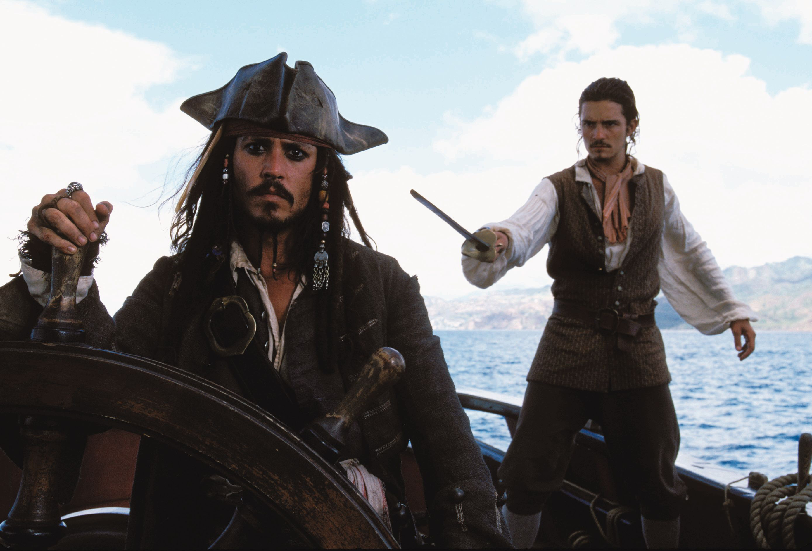 Will Turner, Jack Sparrow, Johnny Depp, Orlando Bloom, wallpaper resolution, 2780x1890 HD Desktop