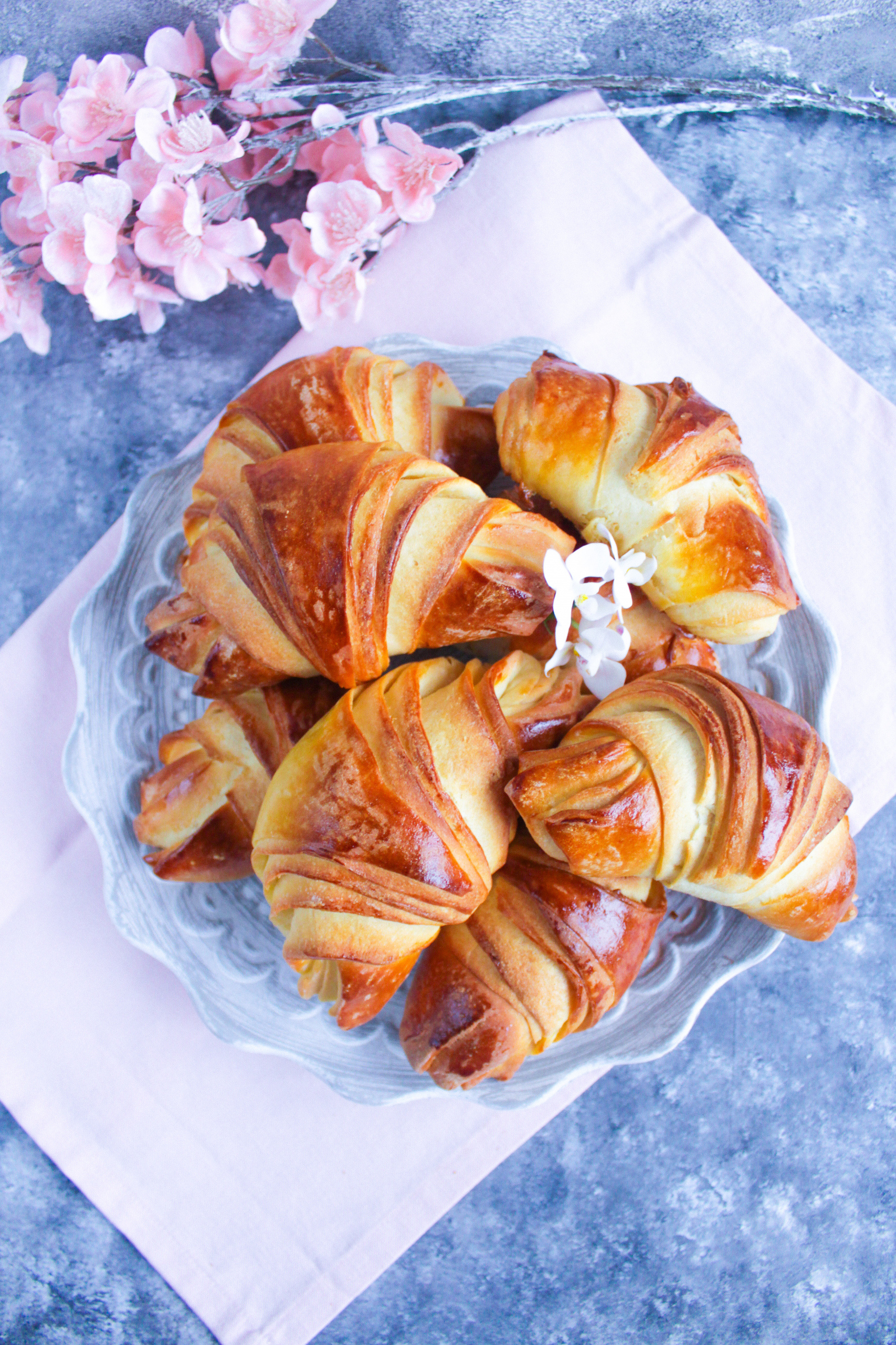 Croissant: The classic sweet-filled pastry use almonds, marzipan, or chocolate. 1710x2560 HD Wallpaper.