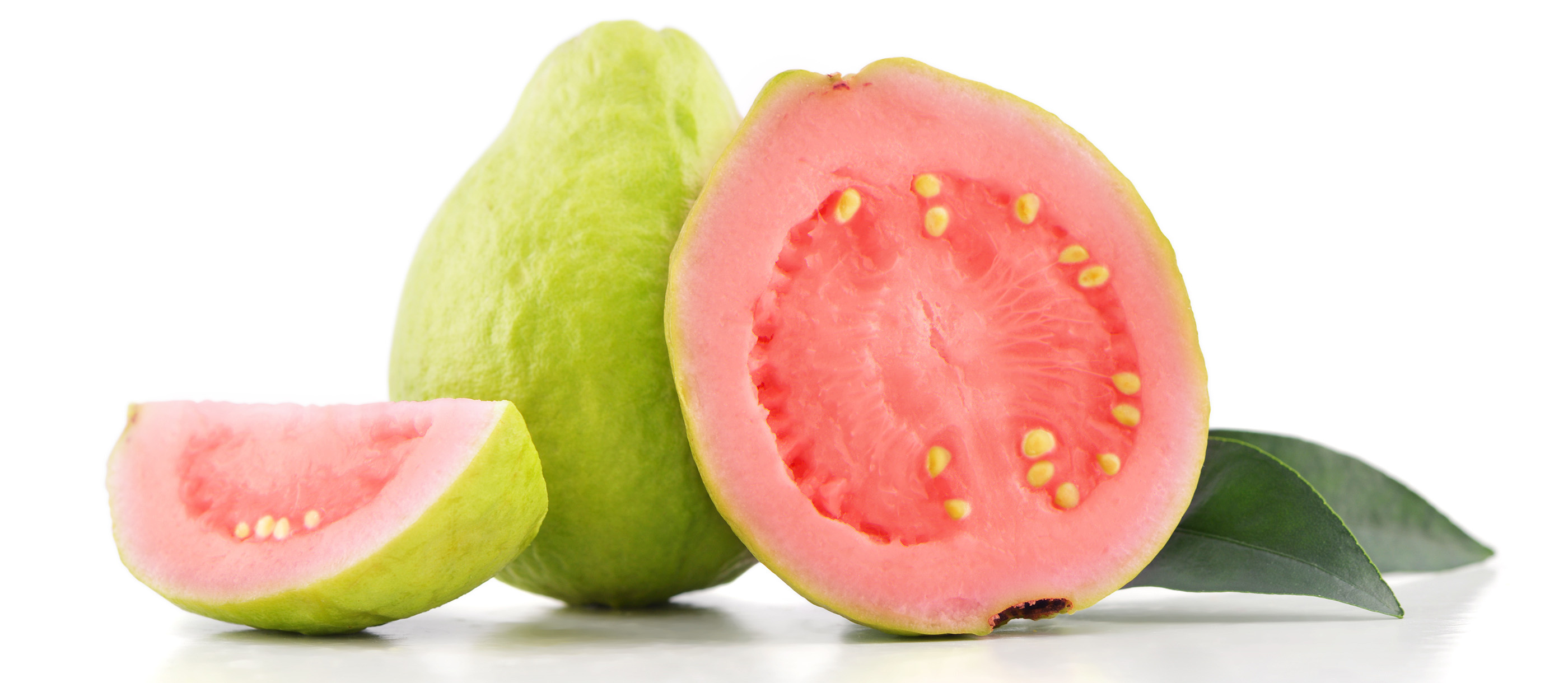 Guava: A common tropical fruit cultivated in many tropical and subtropical regions. 2800x1220 Dual Screen Wallpaper.