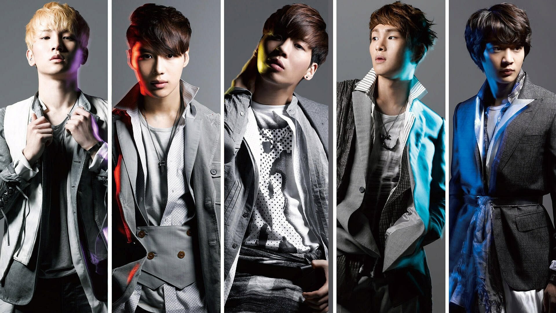 SHINee: Onew, Key, Minho, Taemin, and Jonghyun, K-pop. 1920x1080 Full HD Background.