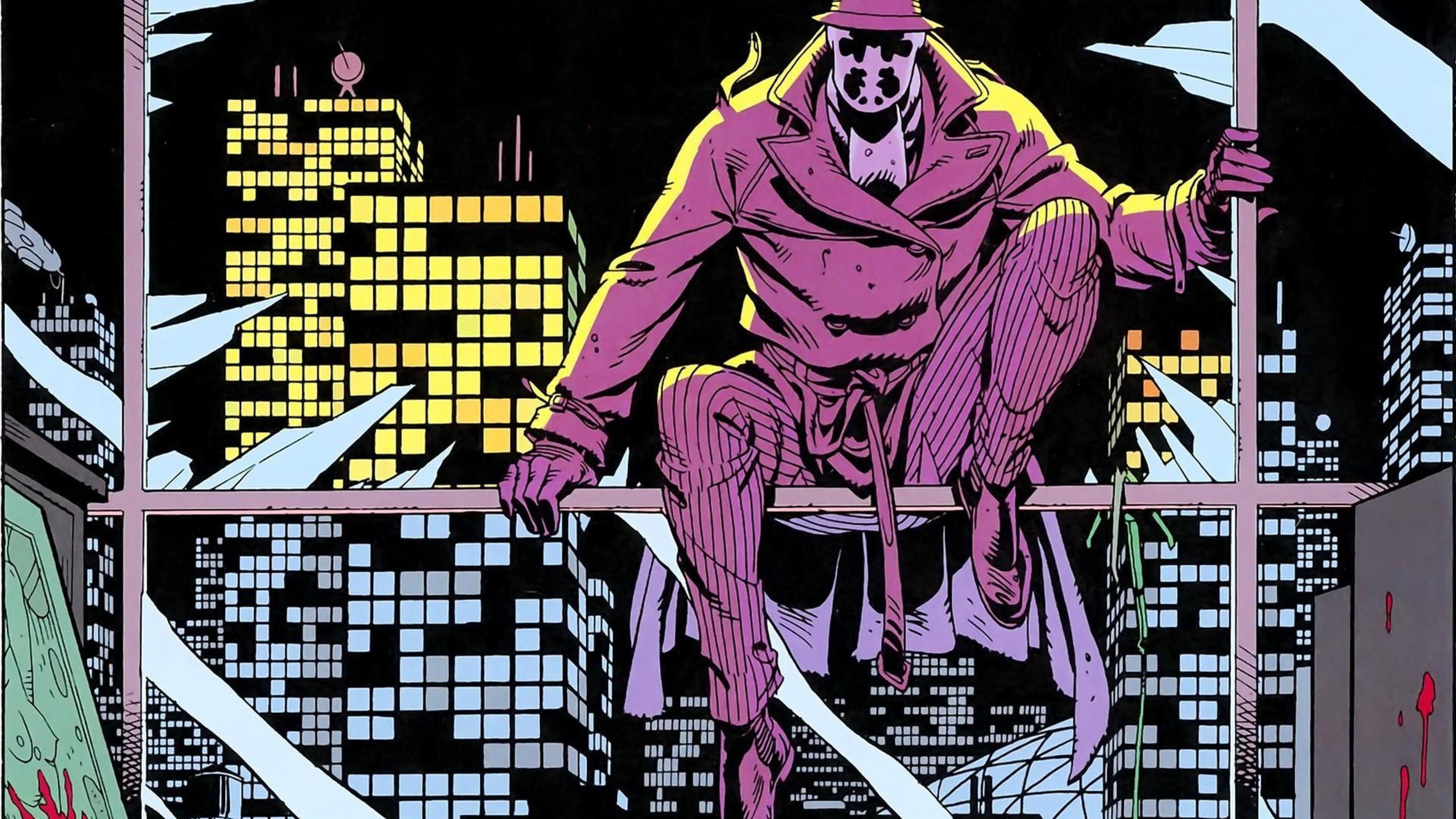 Comics-inspired desktop wallpapers, Rorschach character, Watchmen graphic novel, Cult classic, 3840x2160 4K Desktop