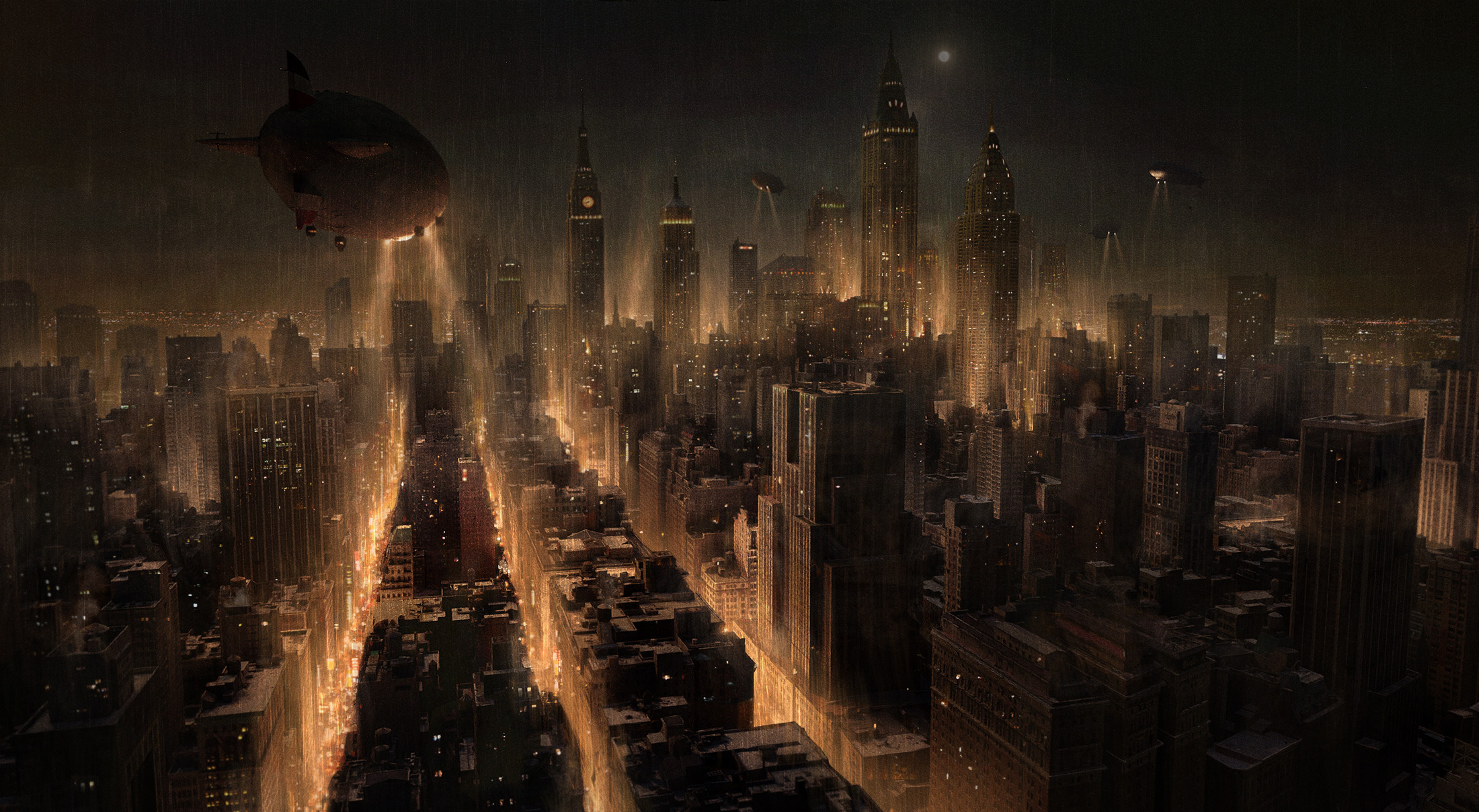 Gotham skyline, Artwork, 2200x1210 HD Desktop