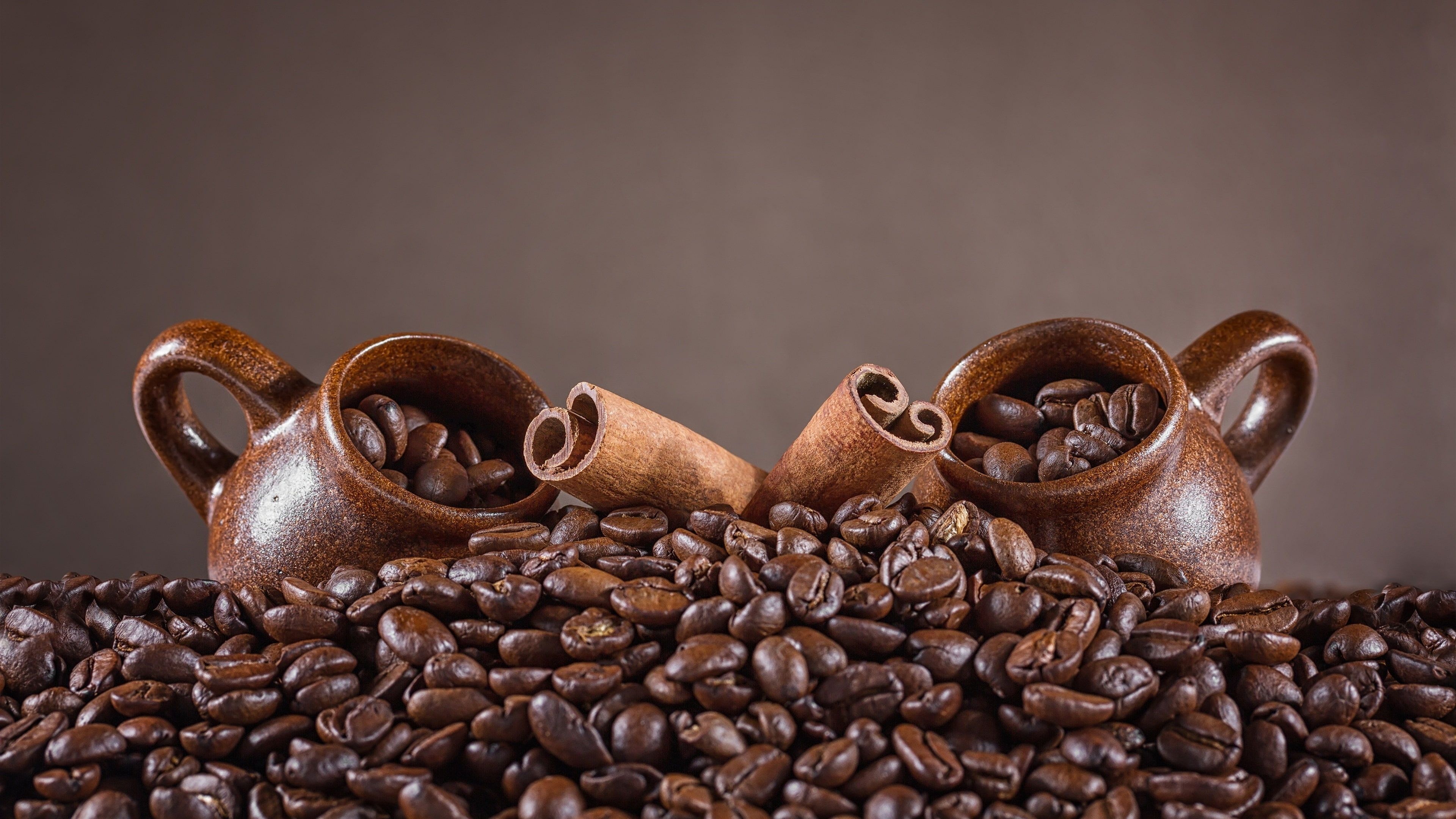 Coffee beans cups, Cinnamon coffee beans, Cups cinnamon coffee, Beans wallpaper, 3840x2160 4K Desktop