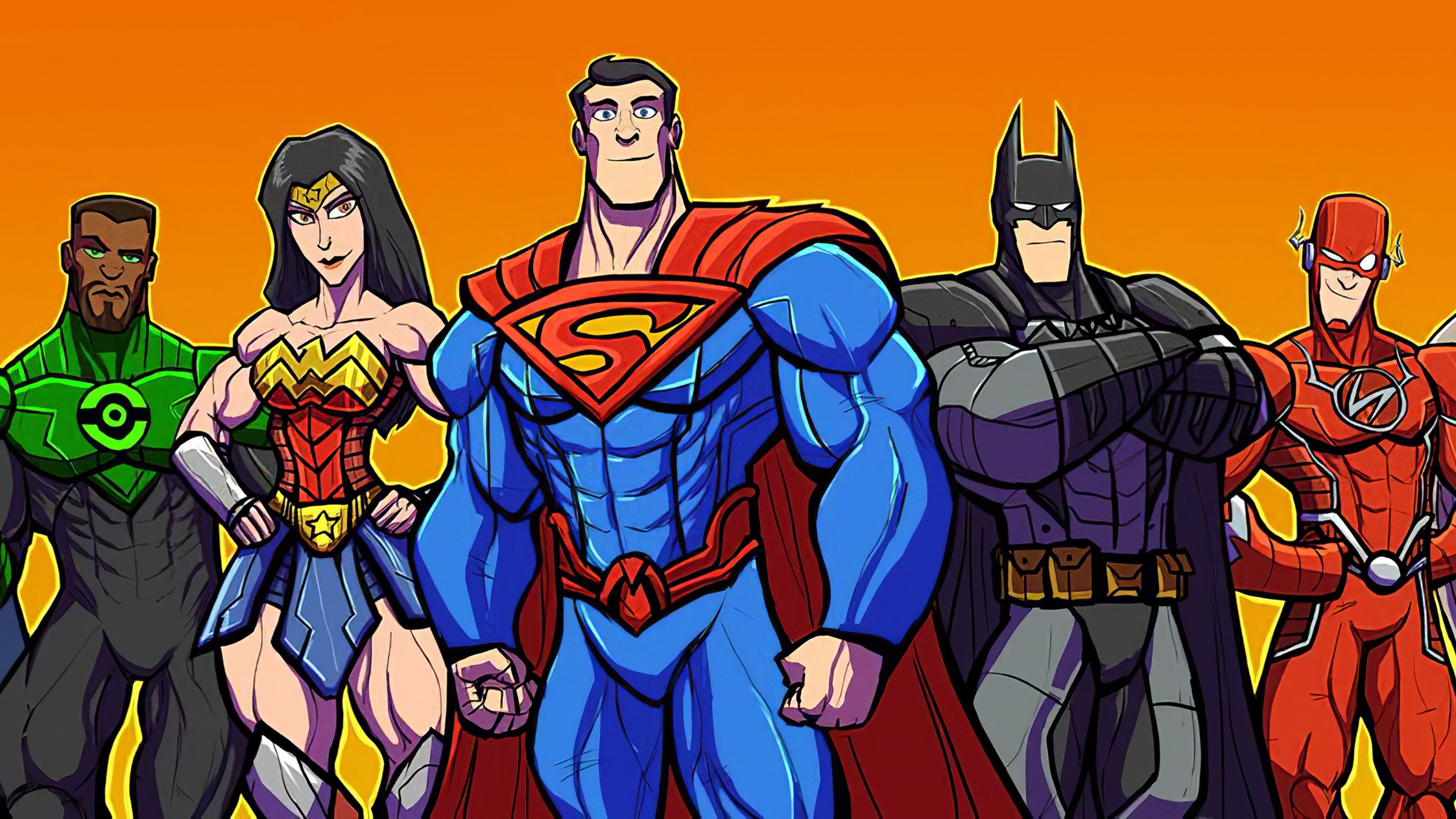 Super Heroes, Justice League, Cartoons, Heroes, 3840x2160 4K Desktop