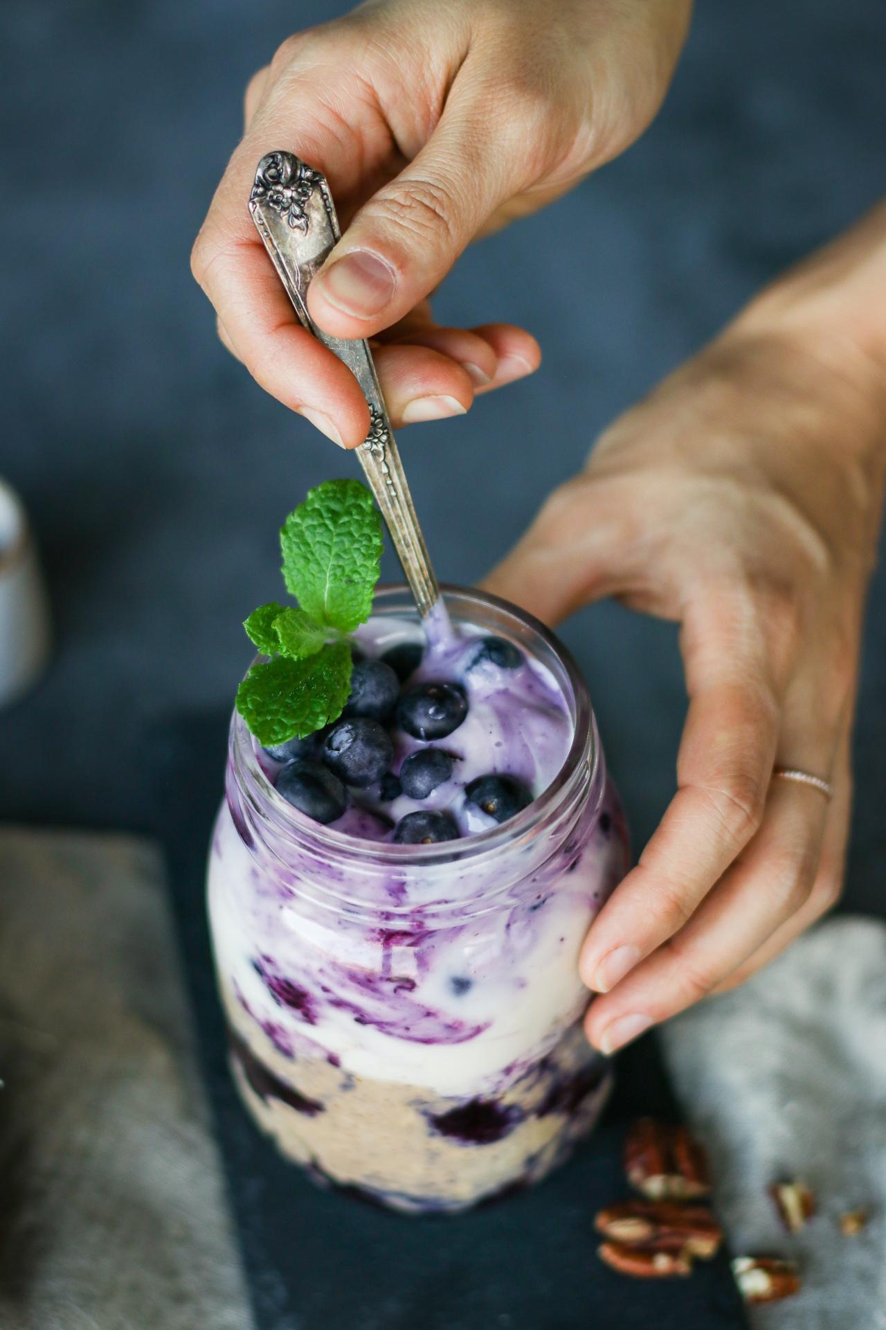 Blueberry muffin overnight oats, Healthy and delicious, Breakfast on-the-go, Easy and nutritious, 1280x1920 HD Phone