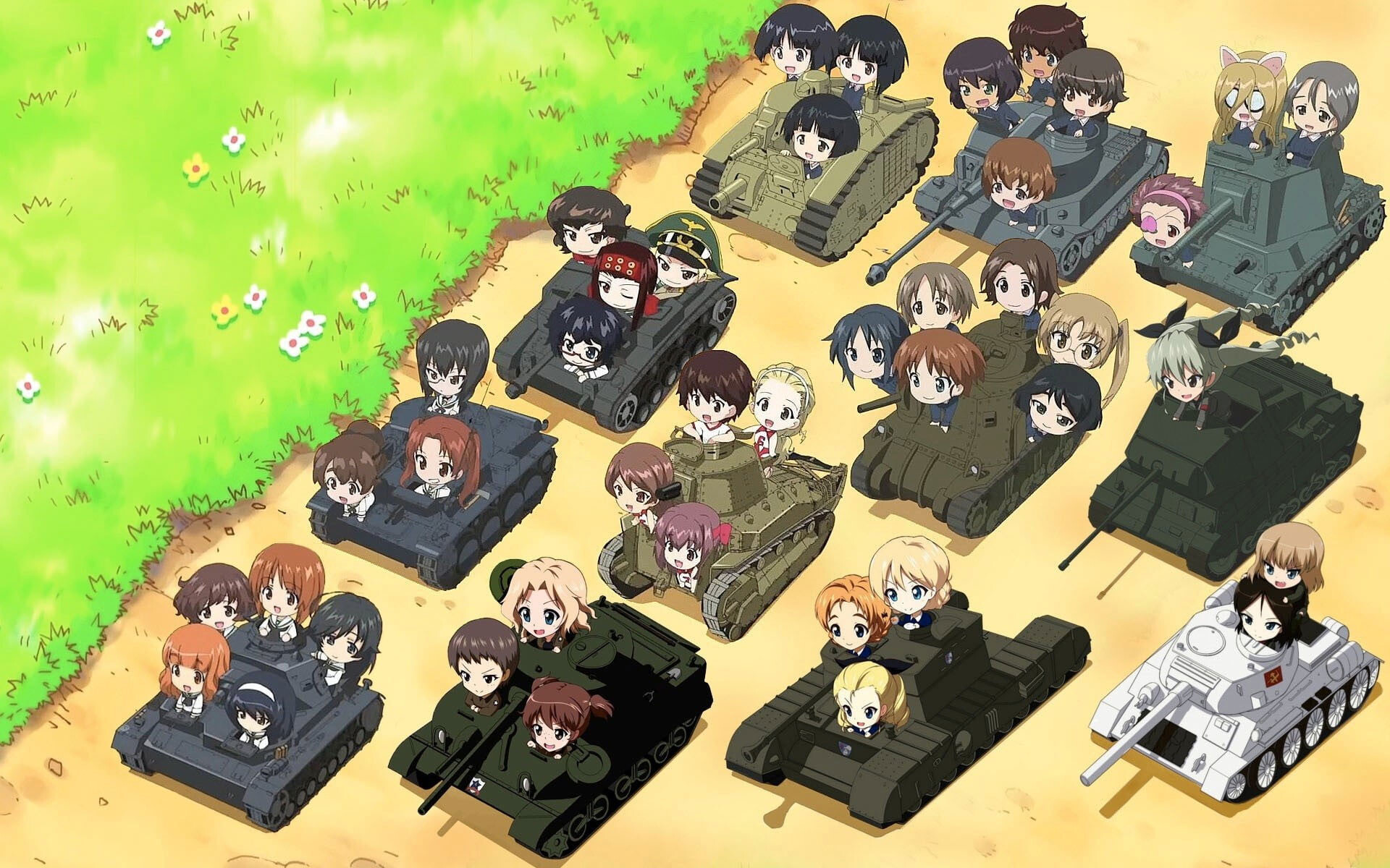 Girls und Panzer: Female anime characters operation tanks, The art of fighting, Sensha-do. 1920x1200 HD Wallpaper.