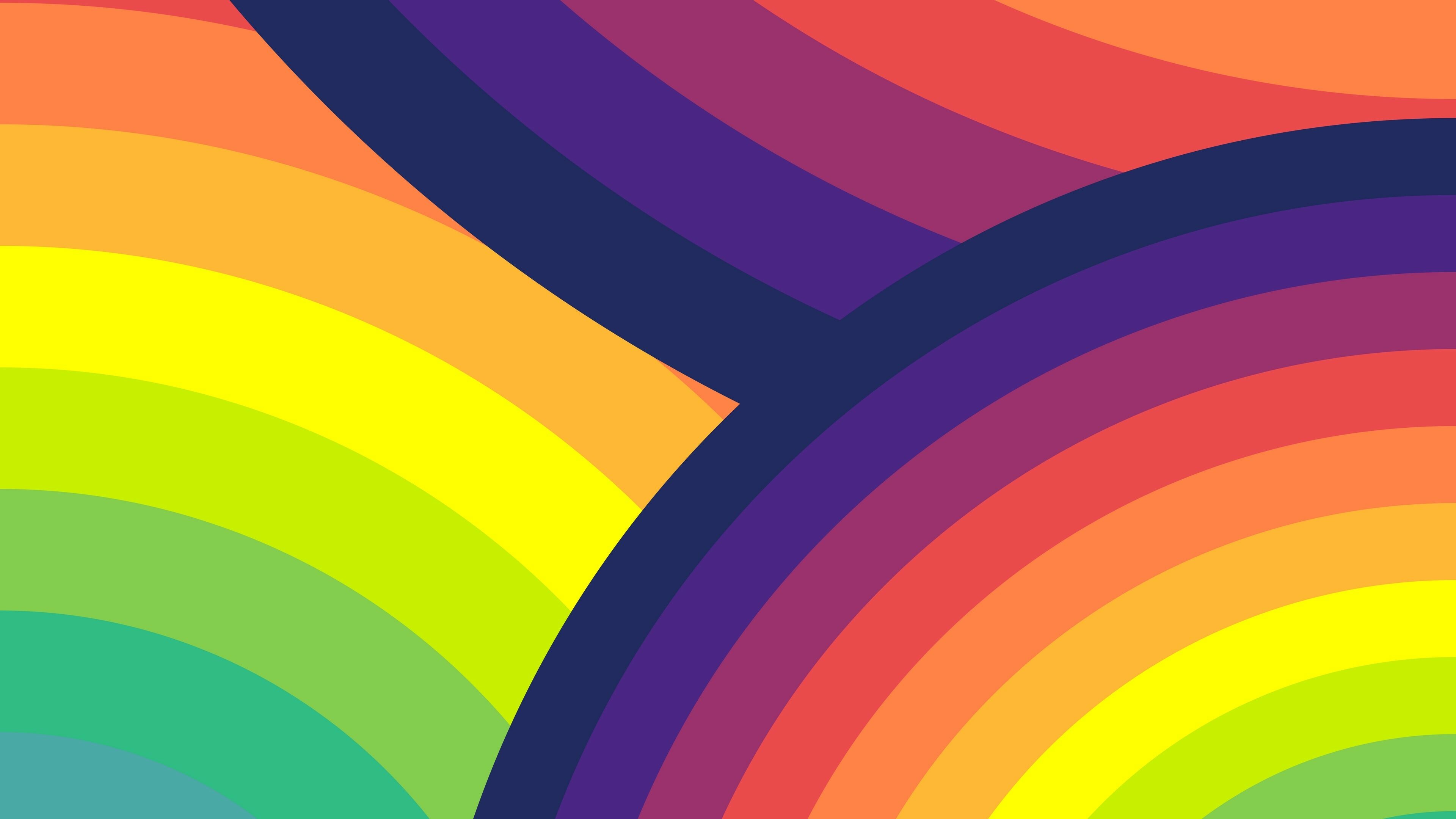 Rainbow Colors: Parallel line segments, Two-dimensional space. 3840x2160 4K Wallpaper.