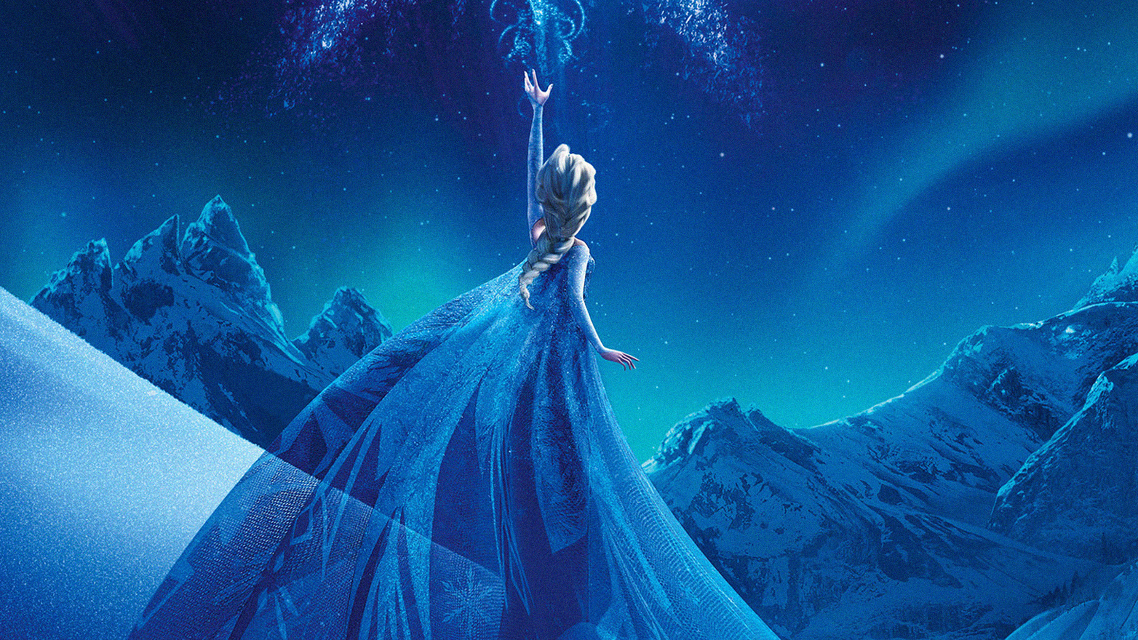 Elsa frozen queen, Snow art, Disney illust, 3840x2160 4K Desktop