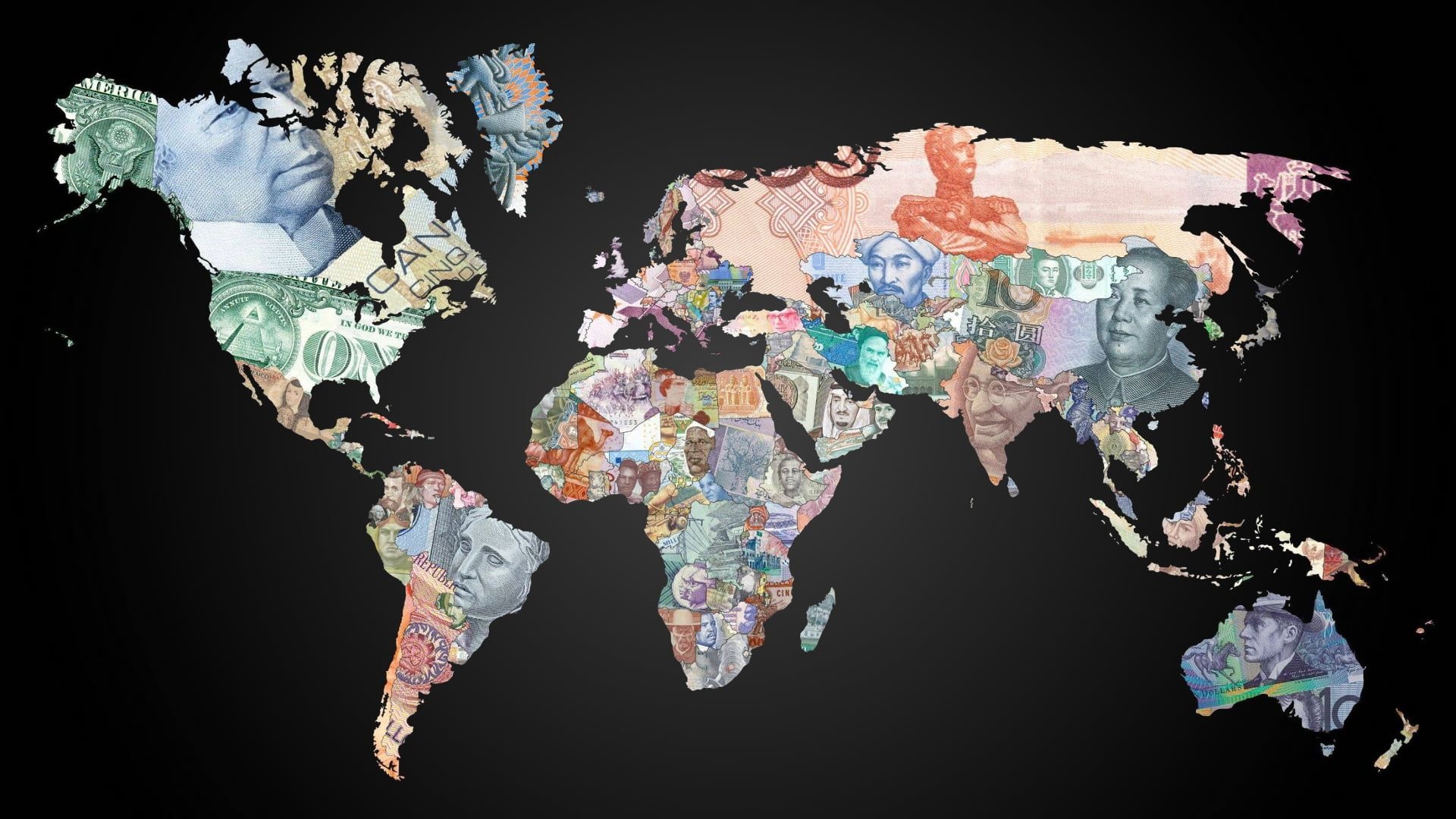 Global Map, Money world map, Illustrated map, Desktop wallpaper, 1920x1080 Full HD Desktop
