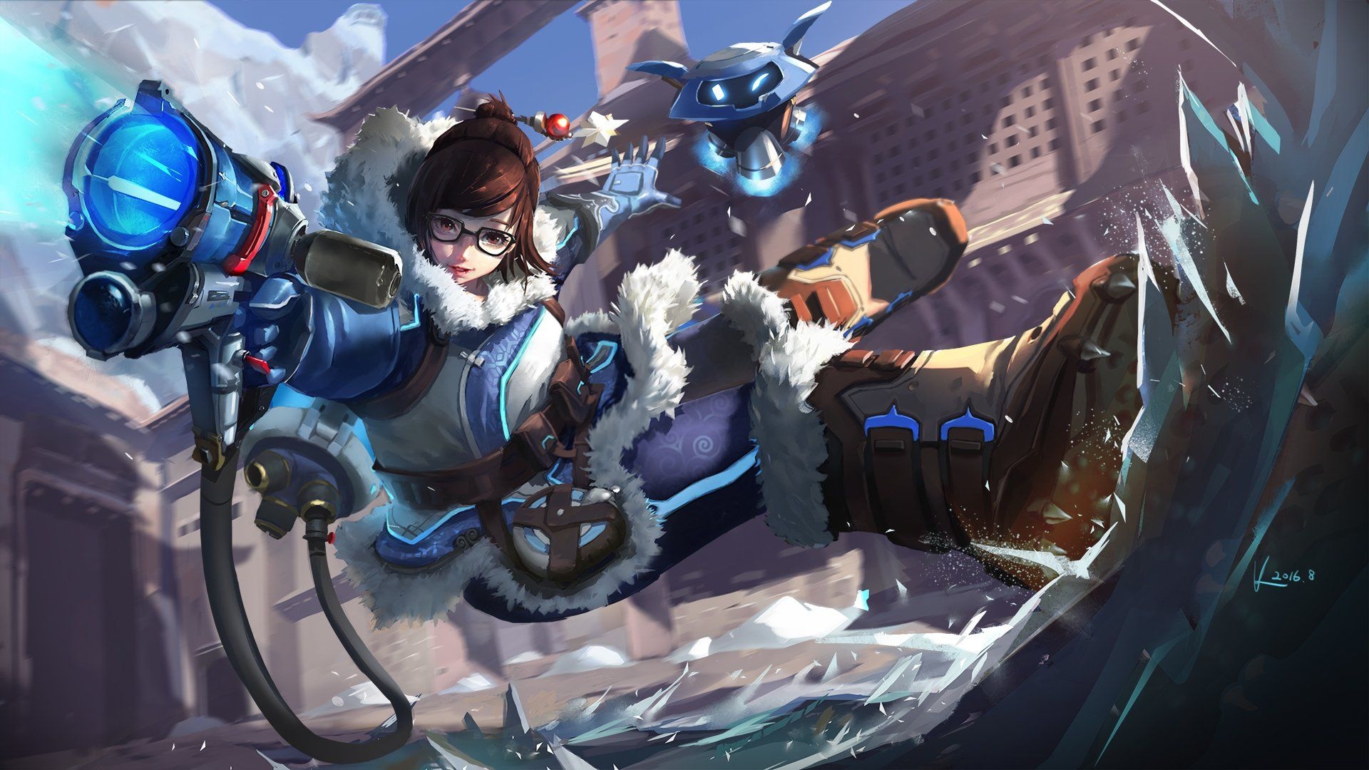 Mei (Overwatch), Gaming character, Digitally created, Action-packed, 1920x1080 Full HD Desktop