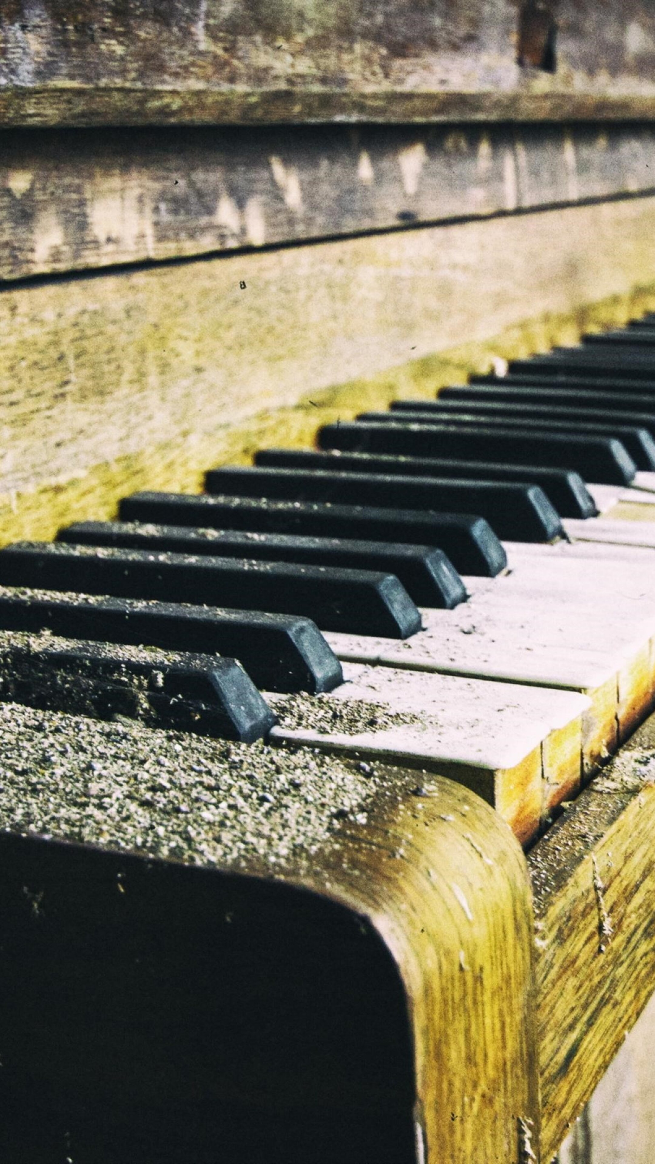 Piano: An Old Stringed Keyboard Instrument, A Row Of Keys. 2160x3840 4K Wallpaper.