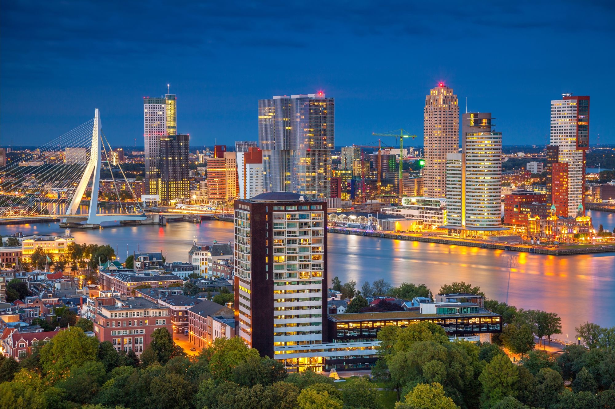 Rotterdam skyline, Private jet charter, Luxury travel, Evojets, 2000x1340 HD Desktop