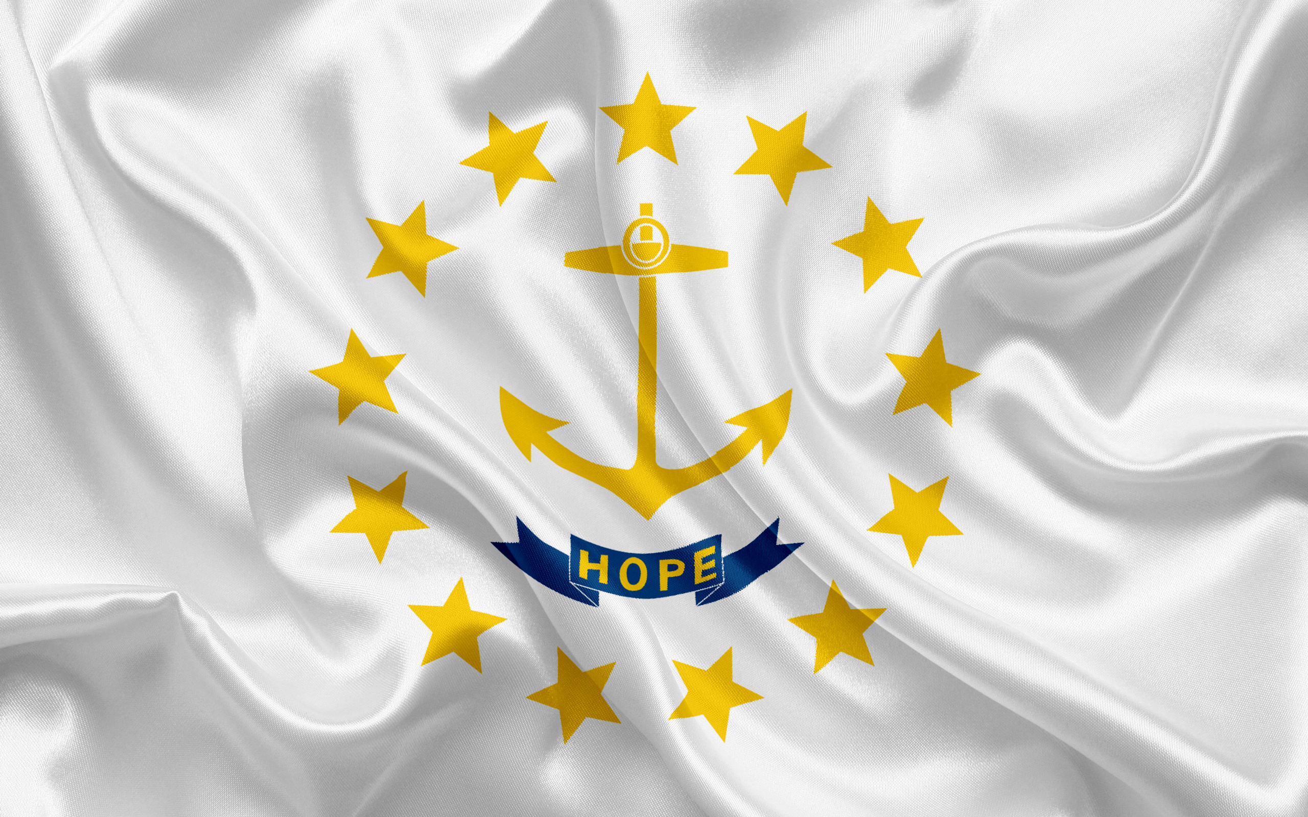 Rhode Island state flag, USA representation, White silk flag, High resolution, 2560x1600 HD Desktop