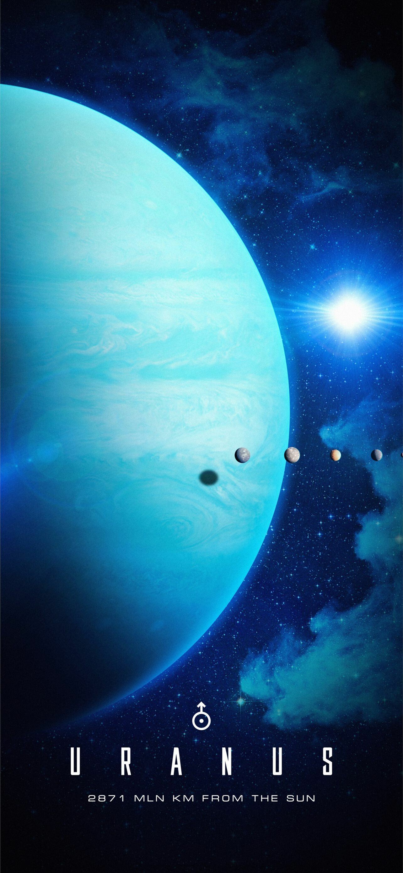 Uranus: The planet has a ring system, a magnetosphere, and numerous moons. 1290x2780 HD Wallpaper.