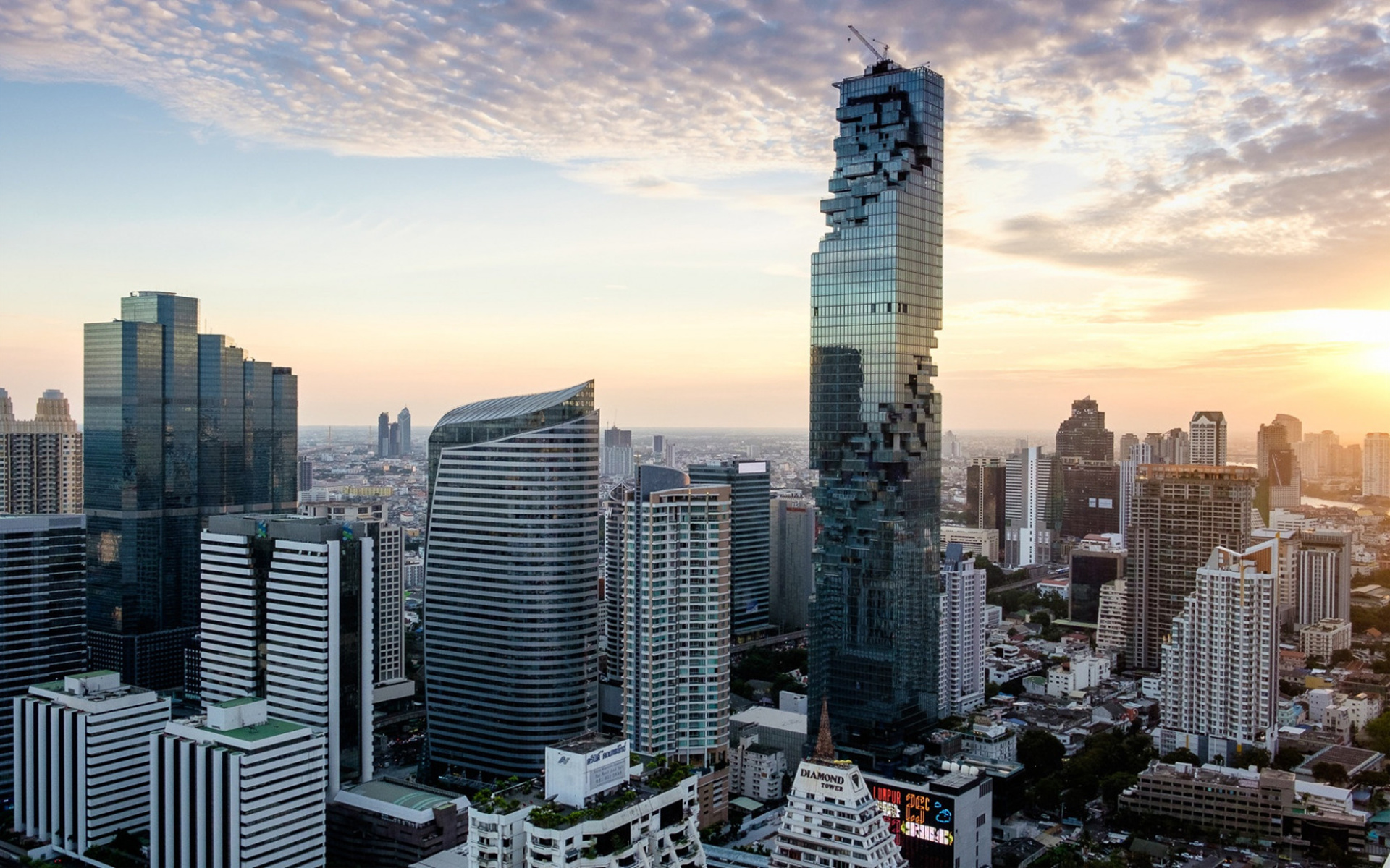 Bangkok skyline, Mahanakhon morning sunrise, King Power Mahanakhon, 1920x1200 HD Desktop