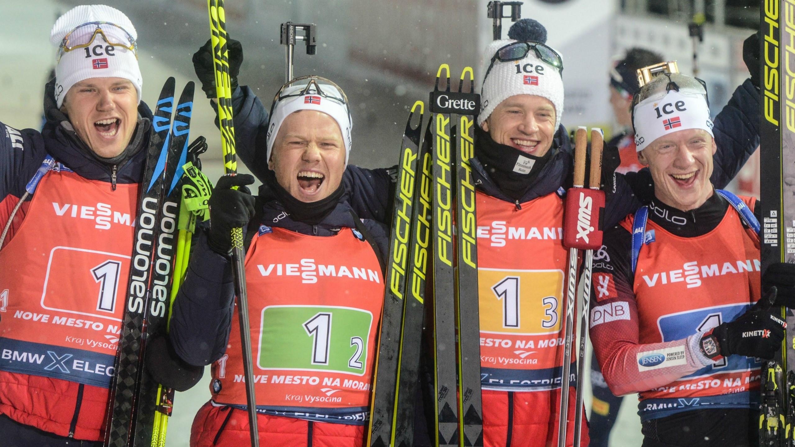 Johannes Thingnes Bo, Norway relay victory, Overall title, Nove Mesto, 2560x1440 HD Desktop