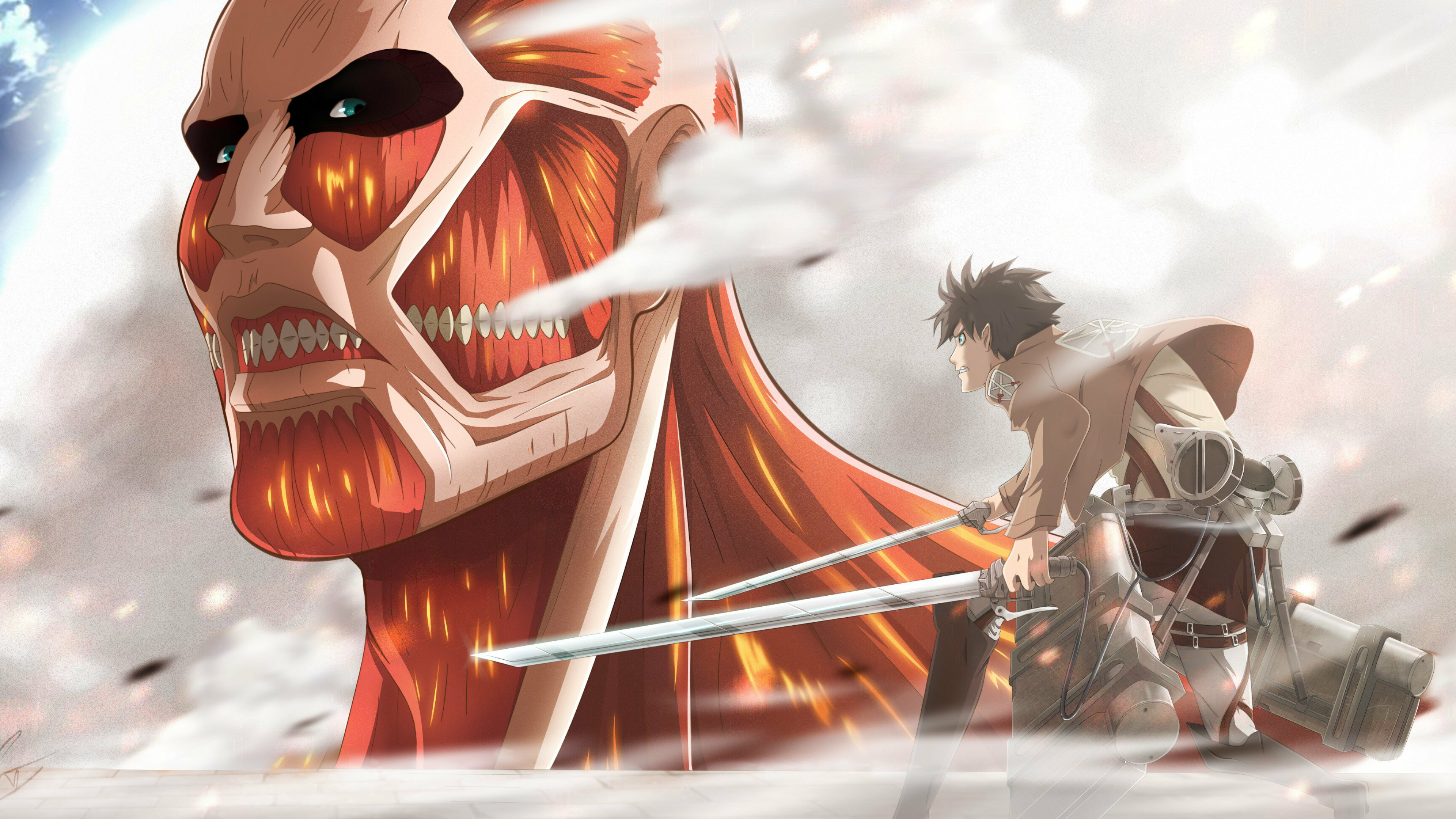 Attack on Titan (TV Series): Eren Yeager, A fictional character and the protagonist of the manga. 3840x2160 4K Wallpaper.