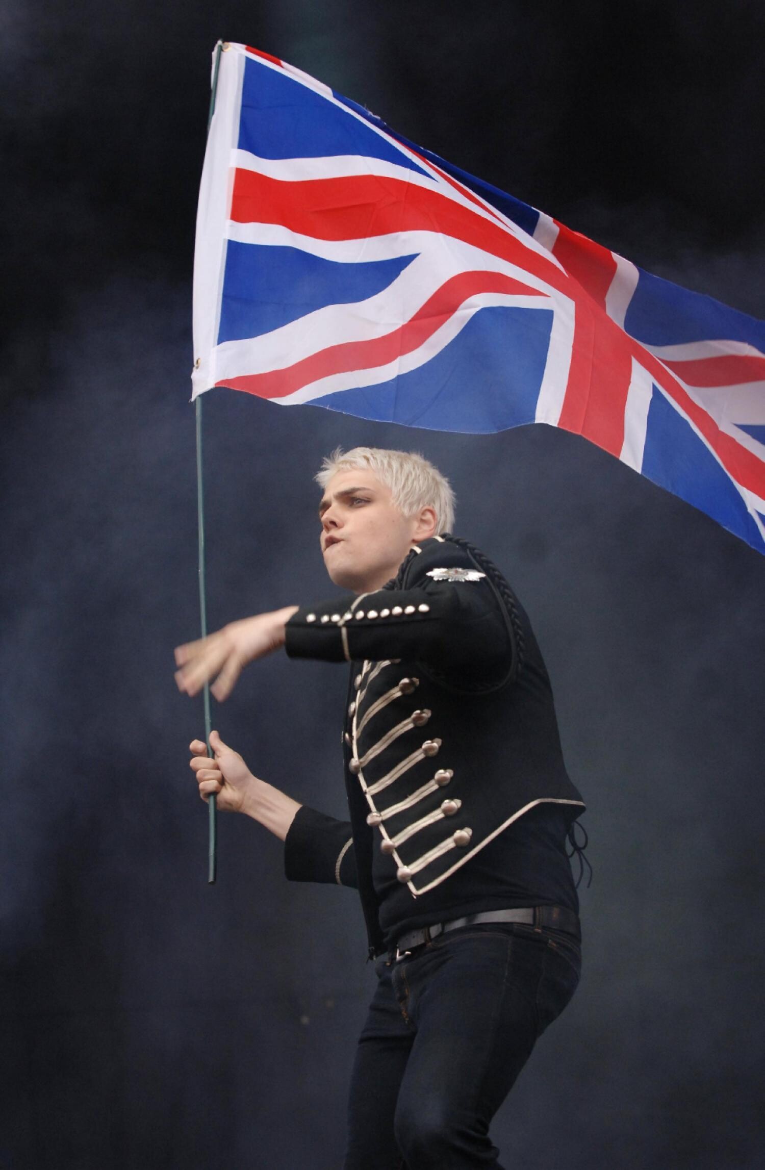 Gerard Way: British flag, The Union Jack, Cofounder and lead singer of the band My Chemical Romance. 1500x2300 HD Background.