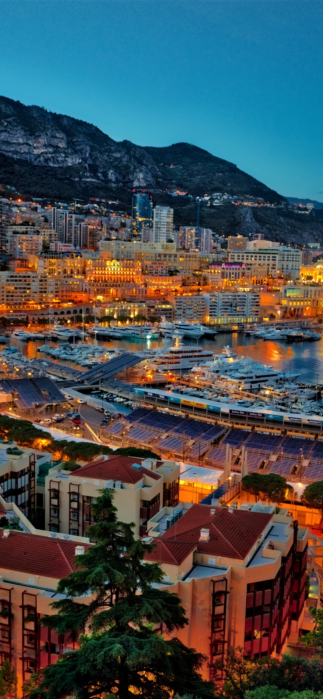 Monaco, Monte Carlo at night, 4K Ultra HD, Background image, 1130x2440 HD Phone