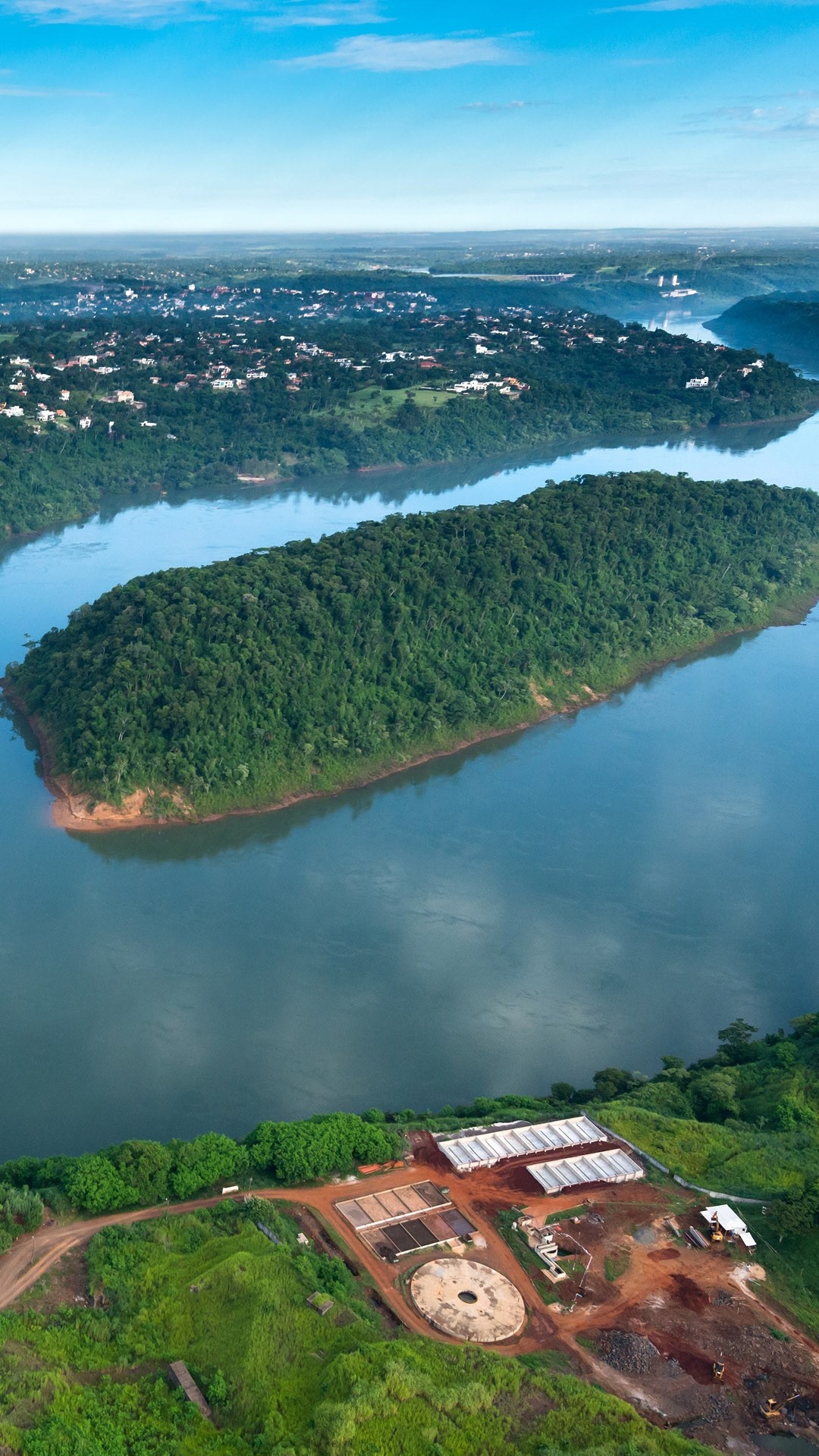 Parana River, Aerial view beauty, Paraguay-Brazil border, Windows 10 spotlight images, 1080x1920 Full HD Phone