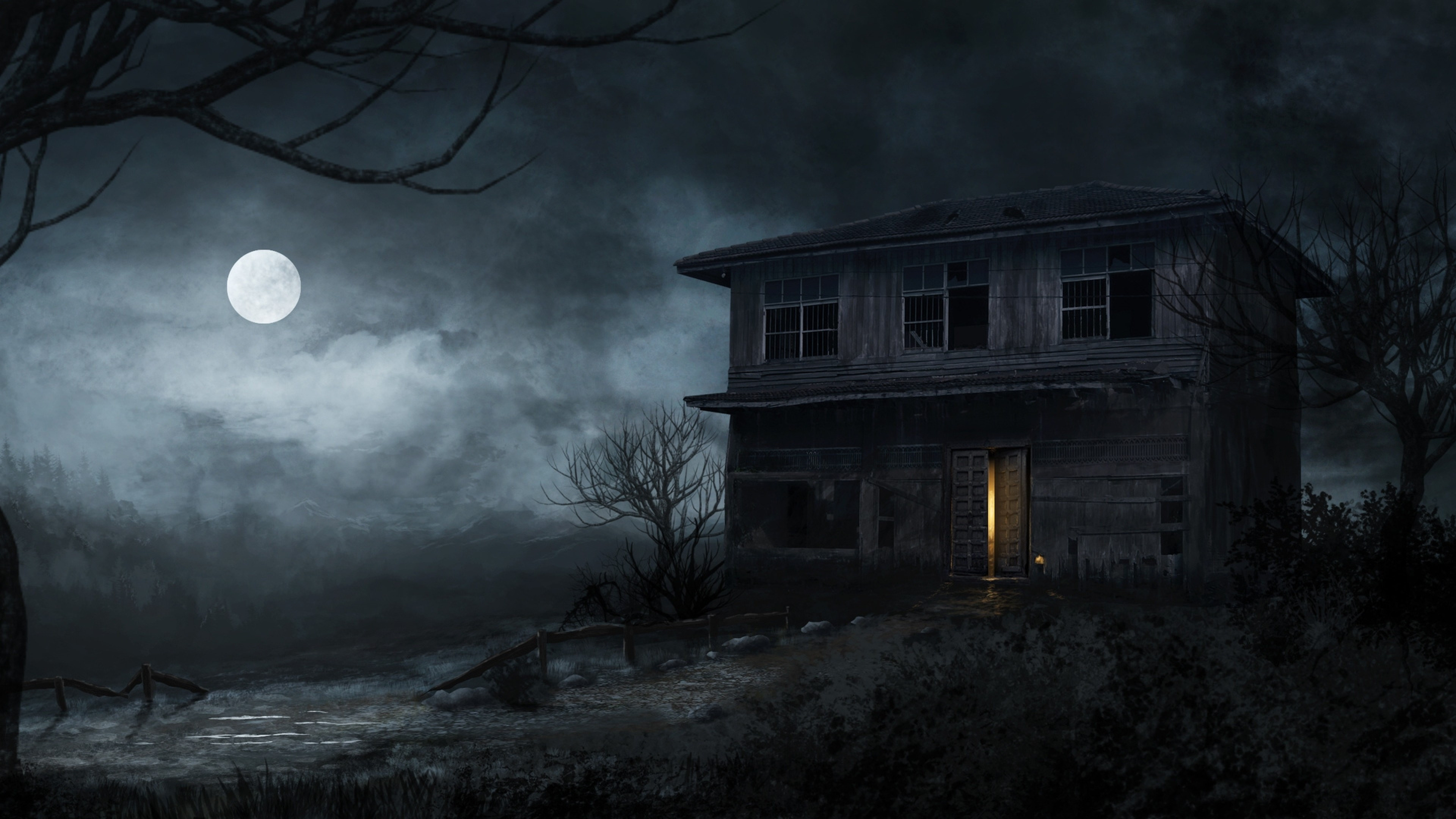 Scary place, Haunting atmosphere, Eerie shadows, Mysterious spirits, 3840x2160 4K Desktop