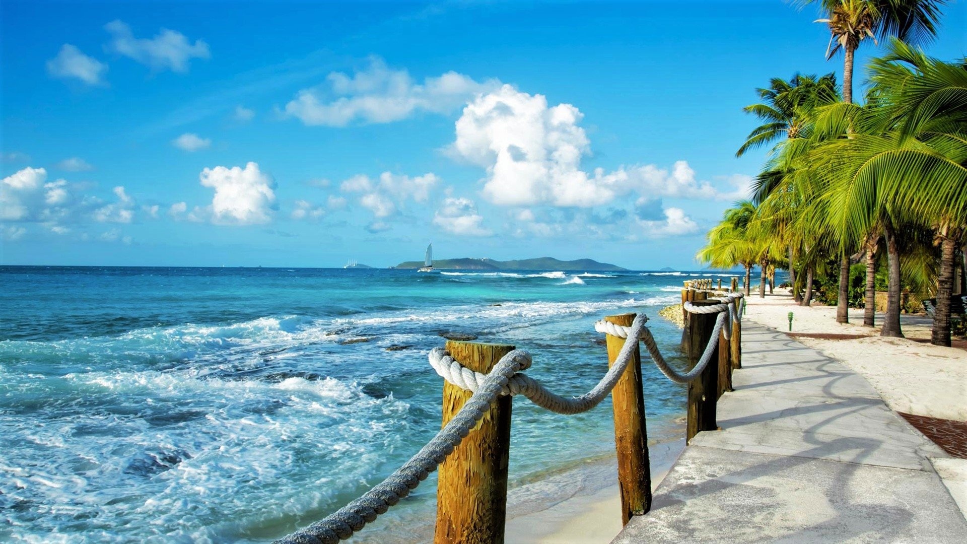 Caribbean Sea, Tropical paradise, Azure waters, Beach paradise, 1920x1080 Full HD Desktop