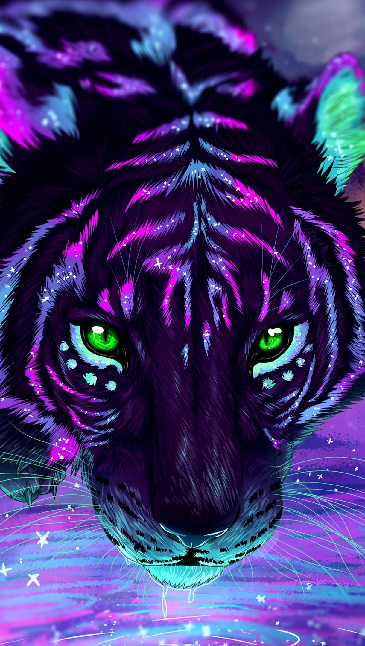 Tiger: Carnivore, Art, Painting, Fantasy. 1220x2160 HD Wallpaper.