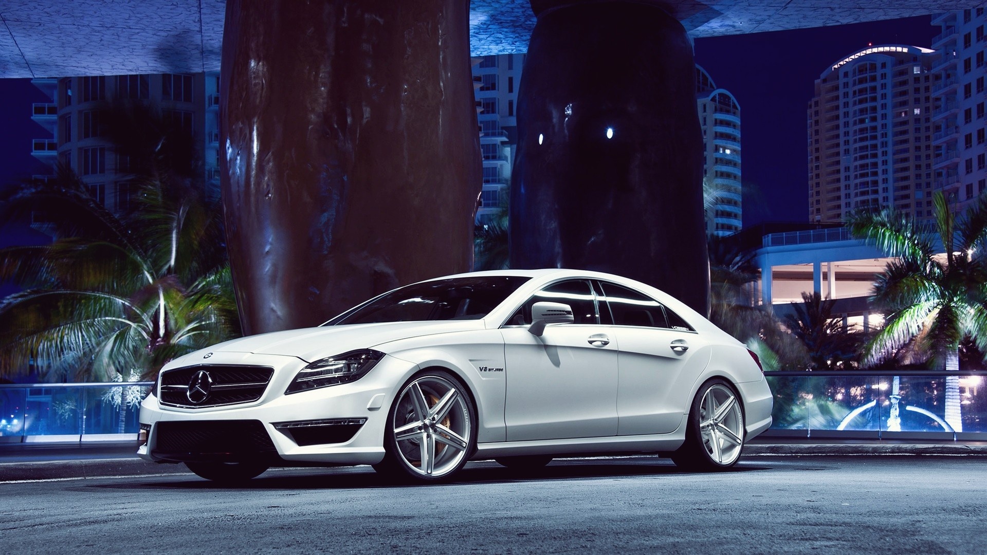Mercedes-Benz CLS, AMG excellence, Nighttime allure, Automotive art, 1920x1080 Full HD Desktop