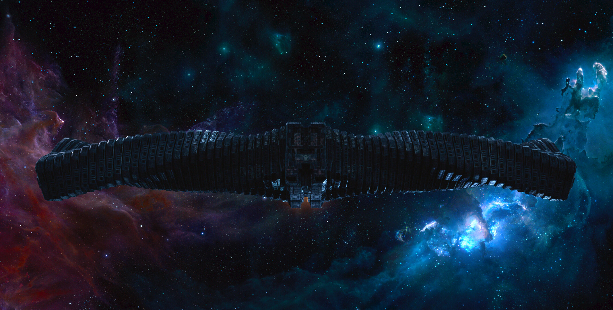 Marvel's Guardians of the Galaxy: Ronan's Ship the Dark Aster, Video Game. 2140x1080 HD Wallpaper.